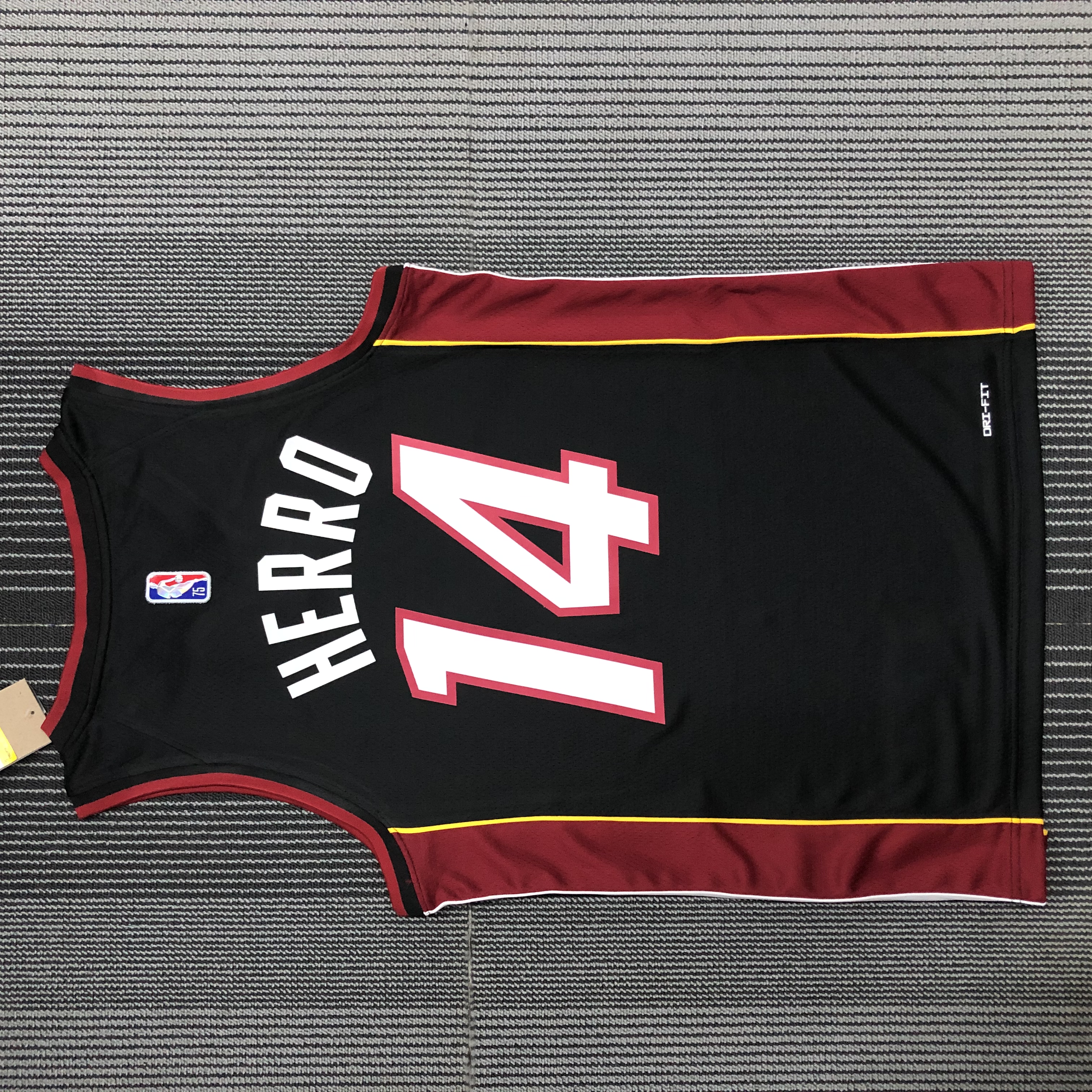 NBA Men 75th Anniversary Miami Heat Black #14 HERRO Jersey High Quality Name and Number Print - leoleo123123