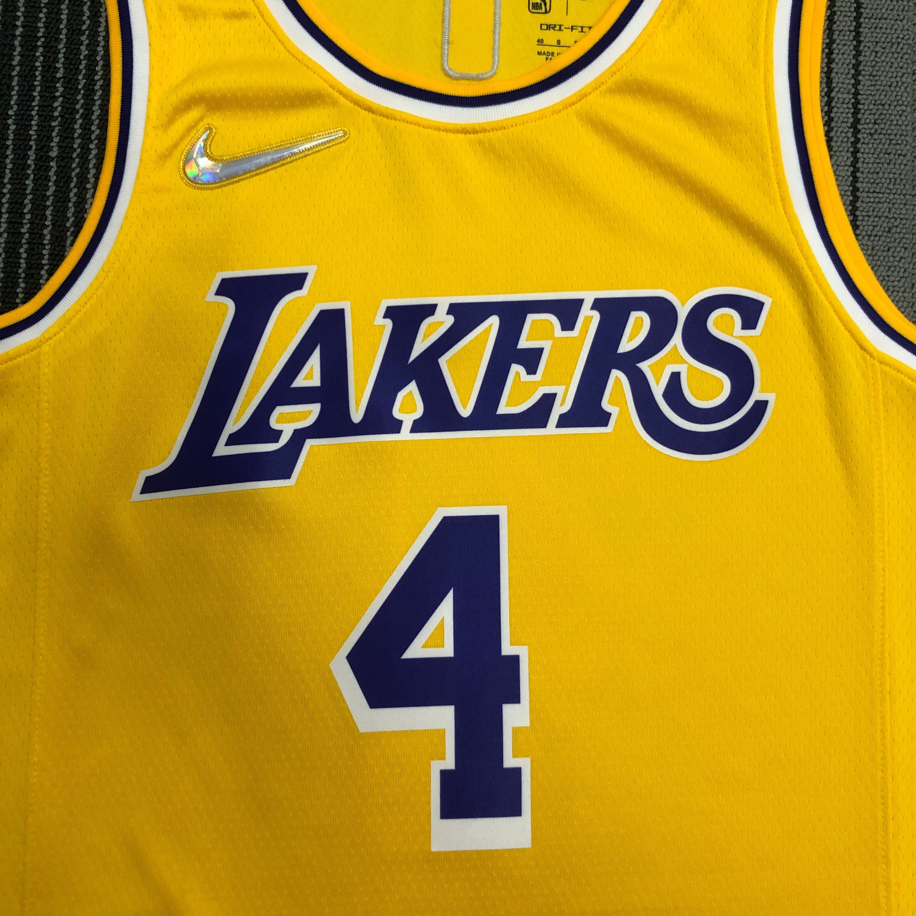 NBA 75th Anniversary Los Angeles Lakers Yellow Round Neck #4 RONDO Jersey High Quality Name and Number Print - leoleo123123