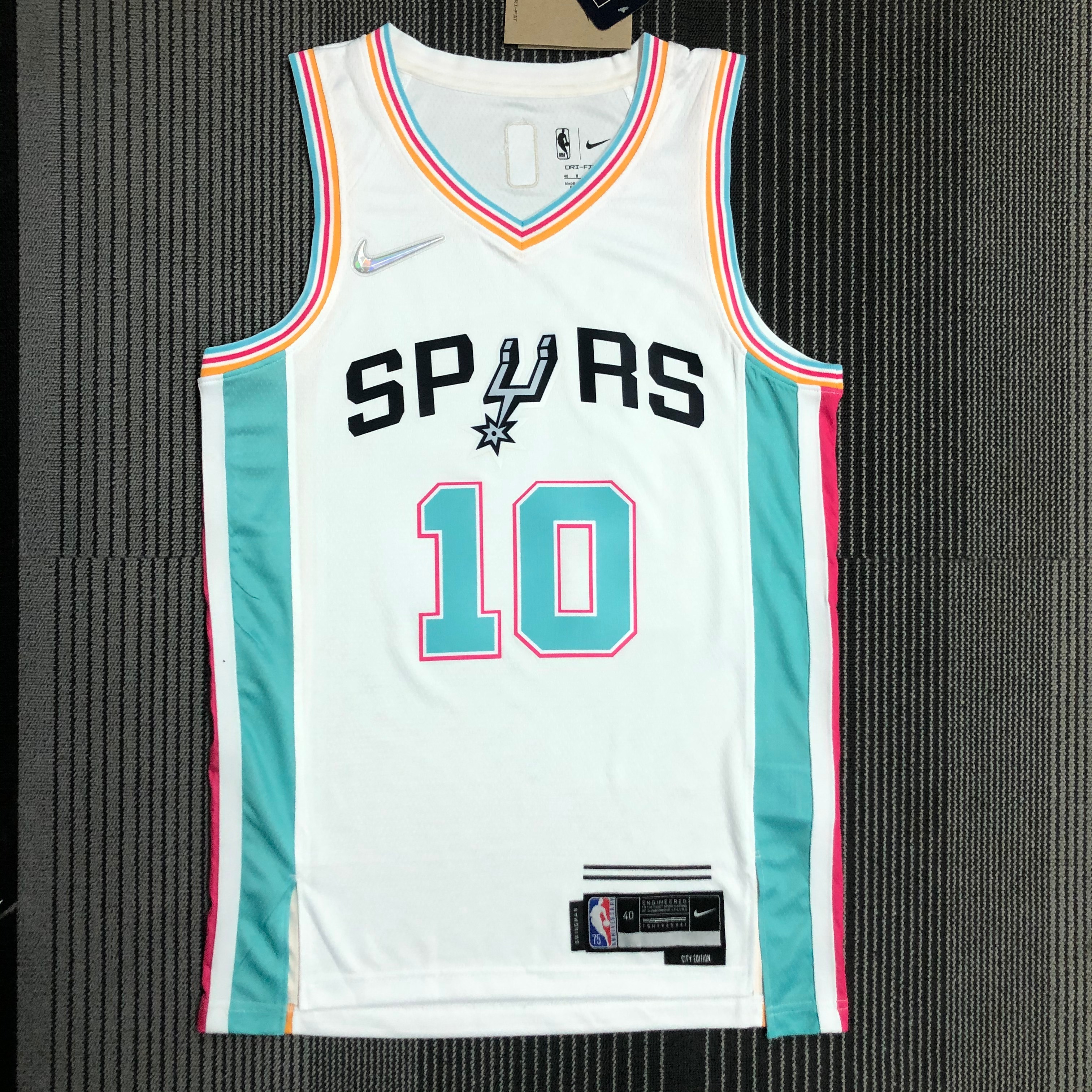 NBA Men 75th Anniversary Season 2022 San Antonio Spurs White #10 DEROZAN Jersey High Quality Name and Number Print - leoleo123123