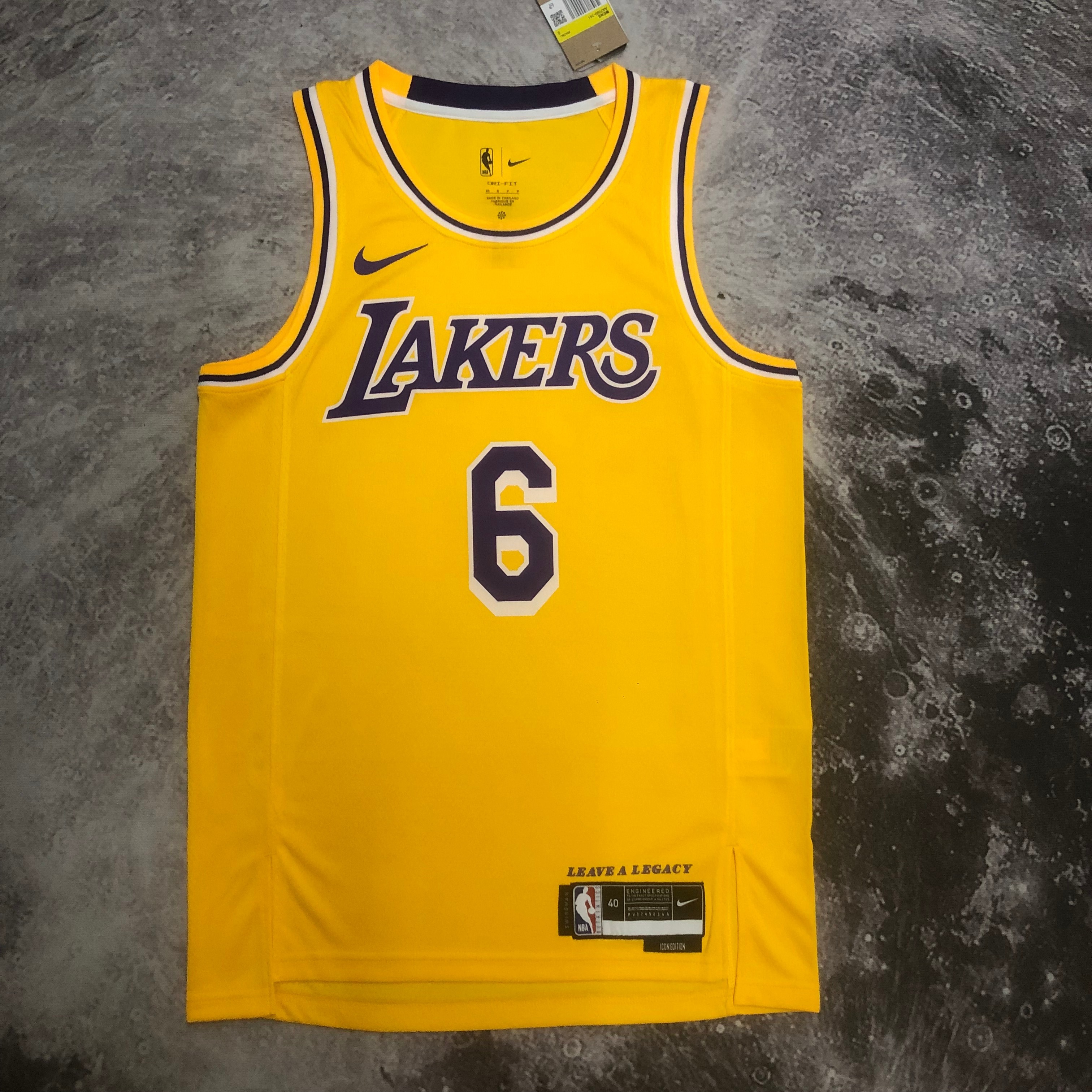 NBA Men Season 2023 Los Angeles Lakers Yellow #6 JAMES Jersey High Quality Name and Number Print - leoleo123123