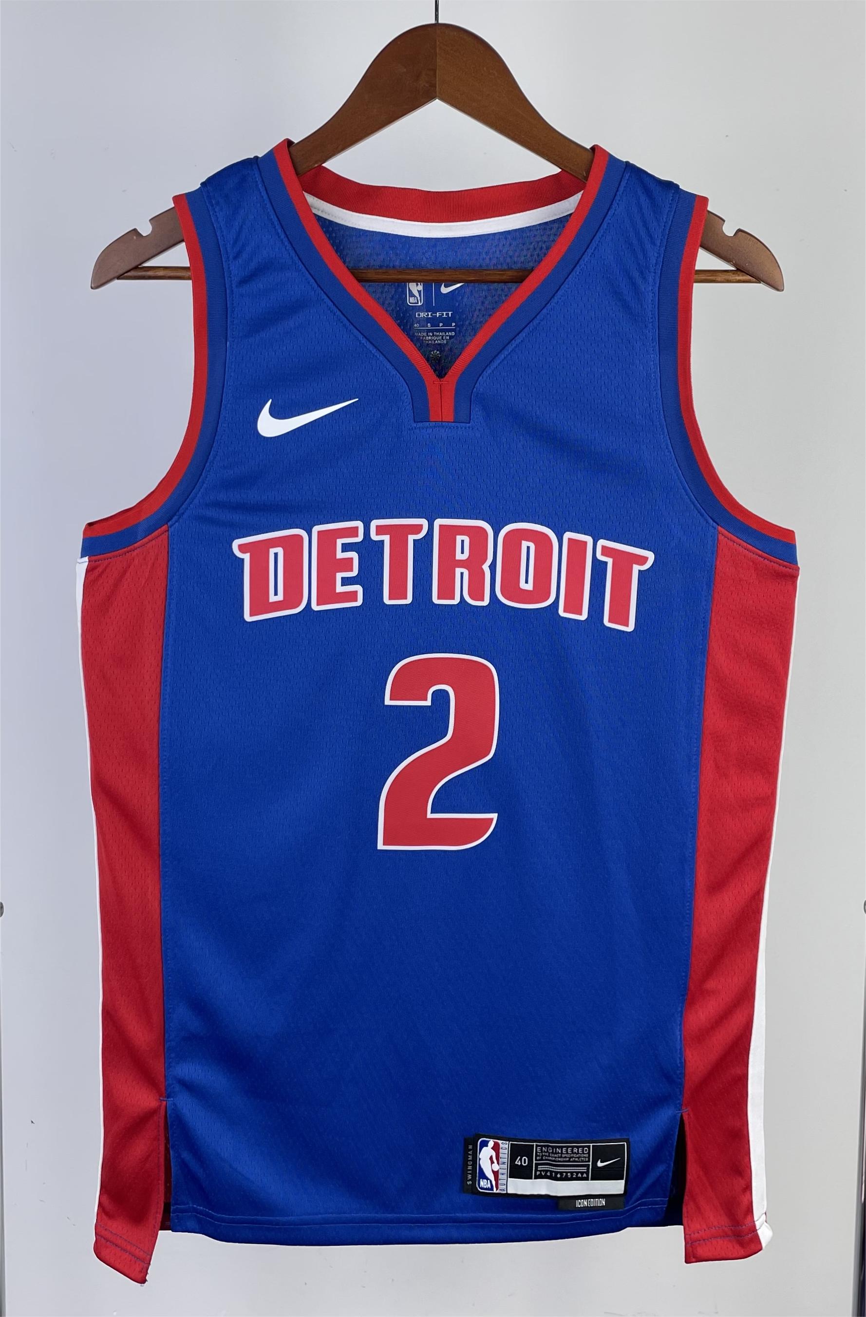 NBA Season 2023 Detroit Pistons Blue #2 CUNNINGHAM Jersey High Quality Name and Number Print - leoleo123123