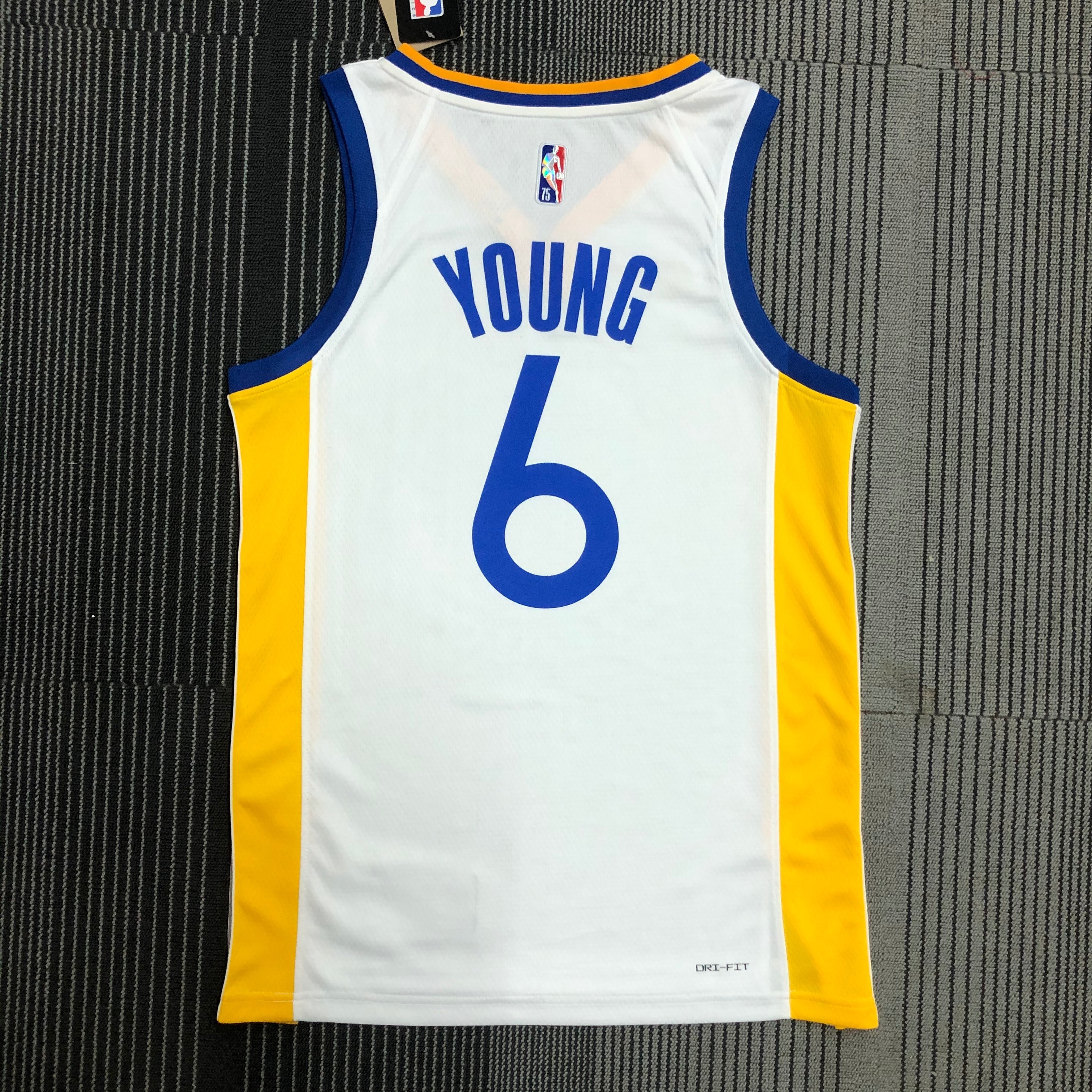 NBA Men 75th Anniversary Golden State Warriors White V-neck #6 YOUNG Jersey High Quality Name and Number Print - leoleo123123