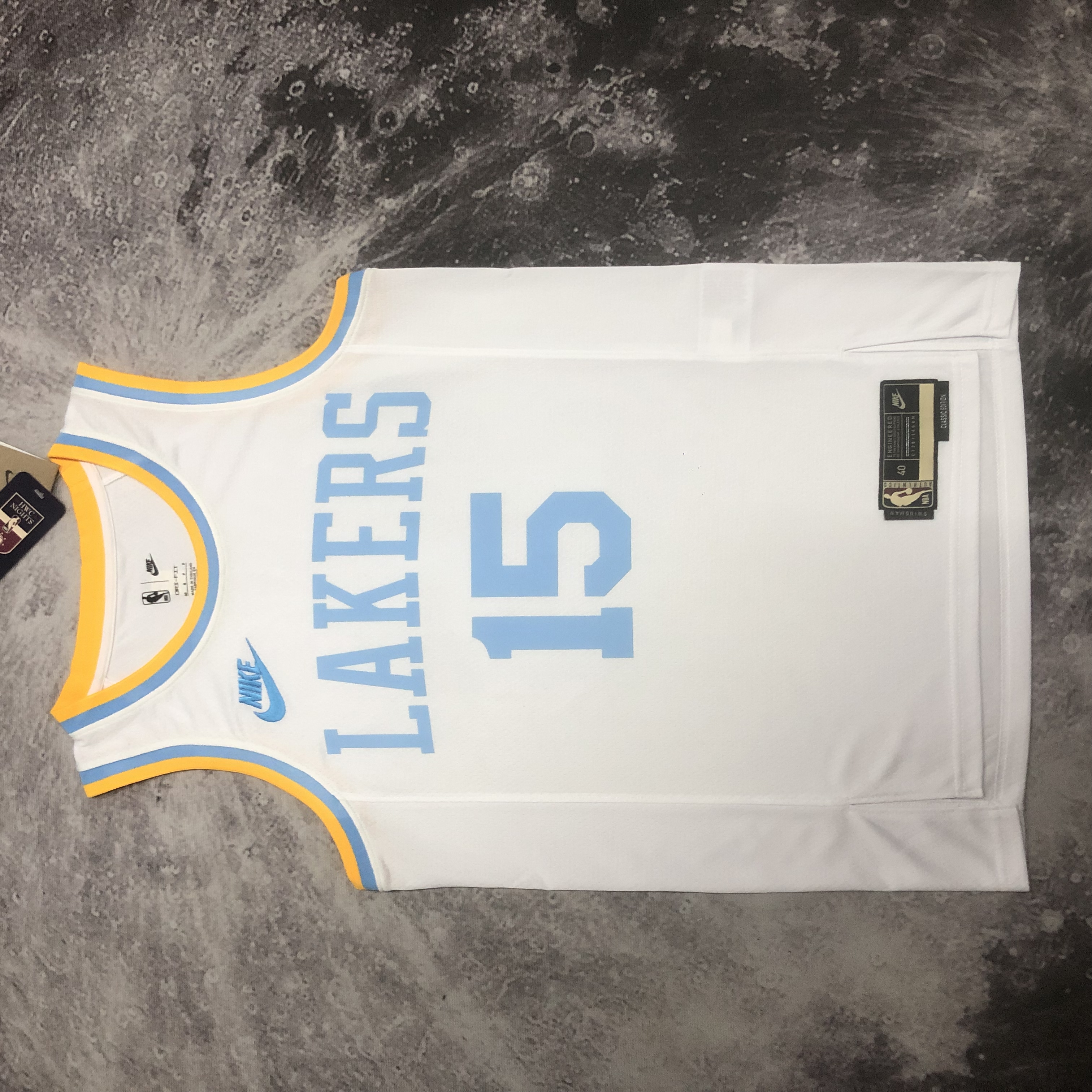 NBA Men Season 2023 Los Angeles Lakers White Retro Round Neck #15 REAVES Jersey High Quality Name and Number Print - leoleo123123