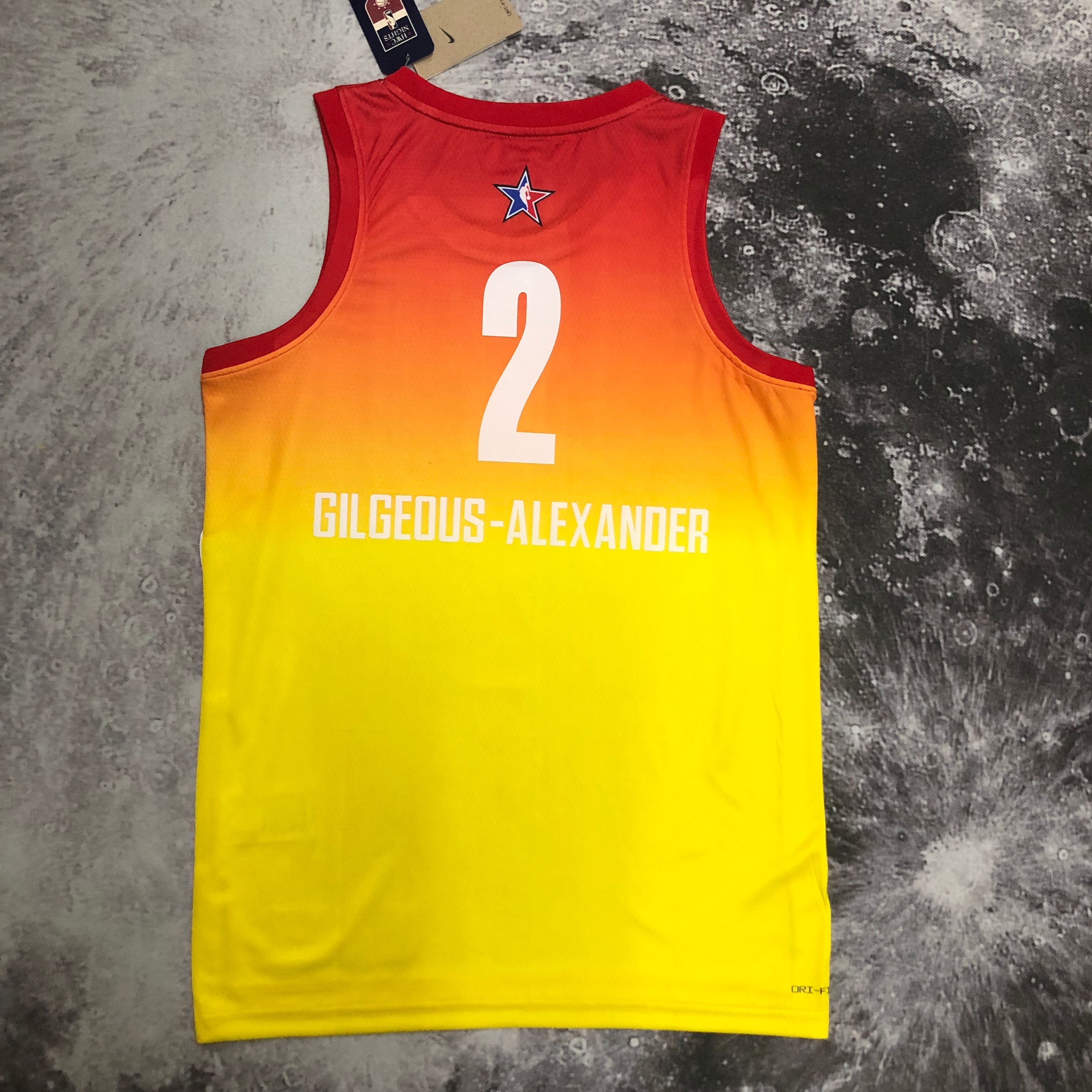 NBA Men Oklahoma City Thunder All Stars Yellow #2 GILGEOUS-ALEXANDER Jersey High Quality Name and Number Print - leoleo123123