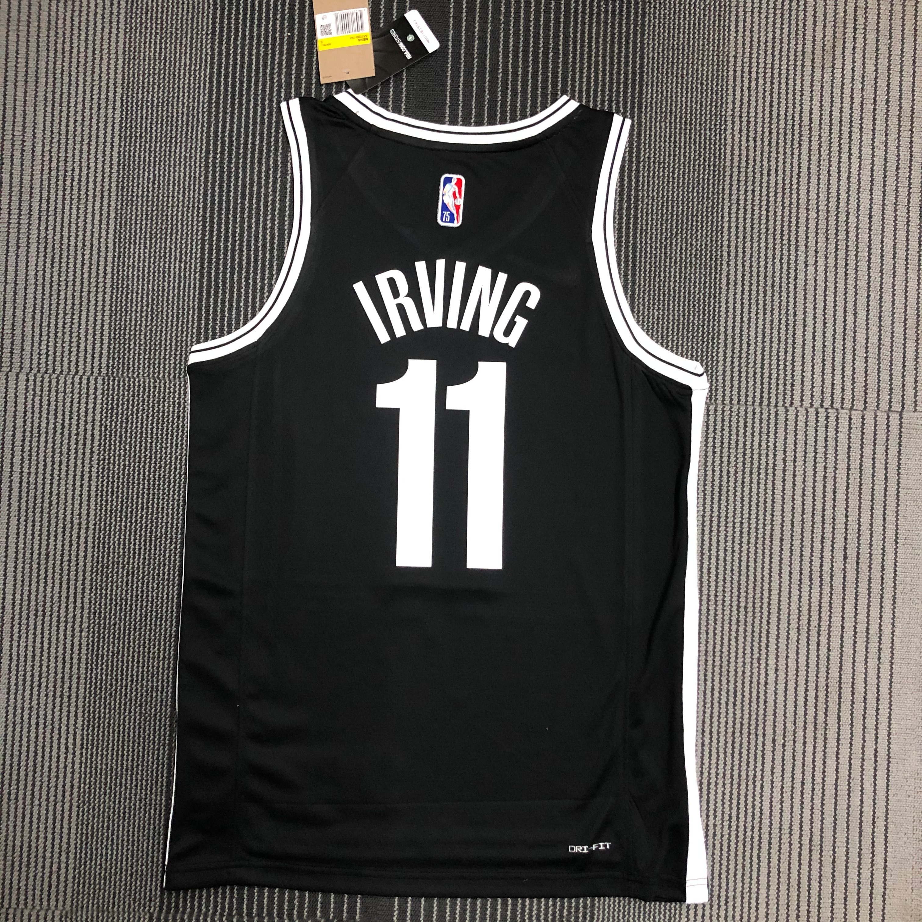 NBA Men 75th Anniversary Brooklyn Nets Black #11 IRVING Jersey High Quality Name and Number Print - leoleo123123