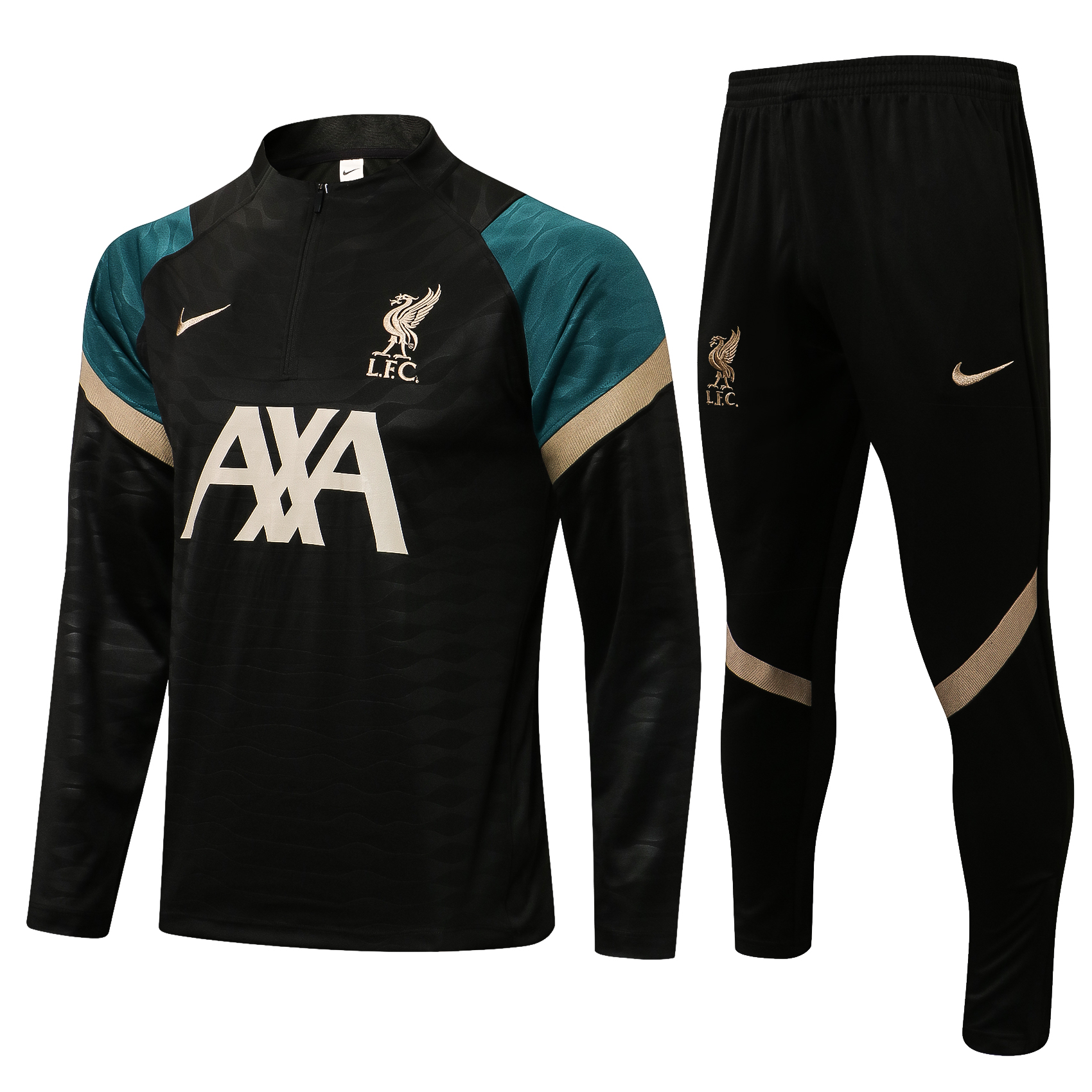 21-22 Liverpool Black with Green Sweater Tracksuit Thai Quality - leoleo123123