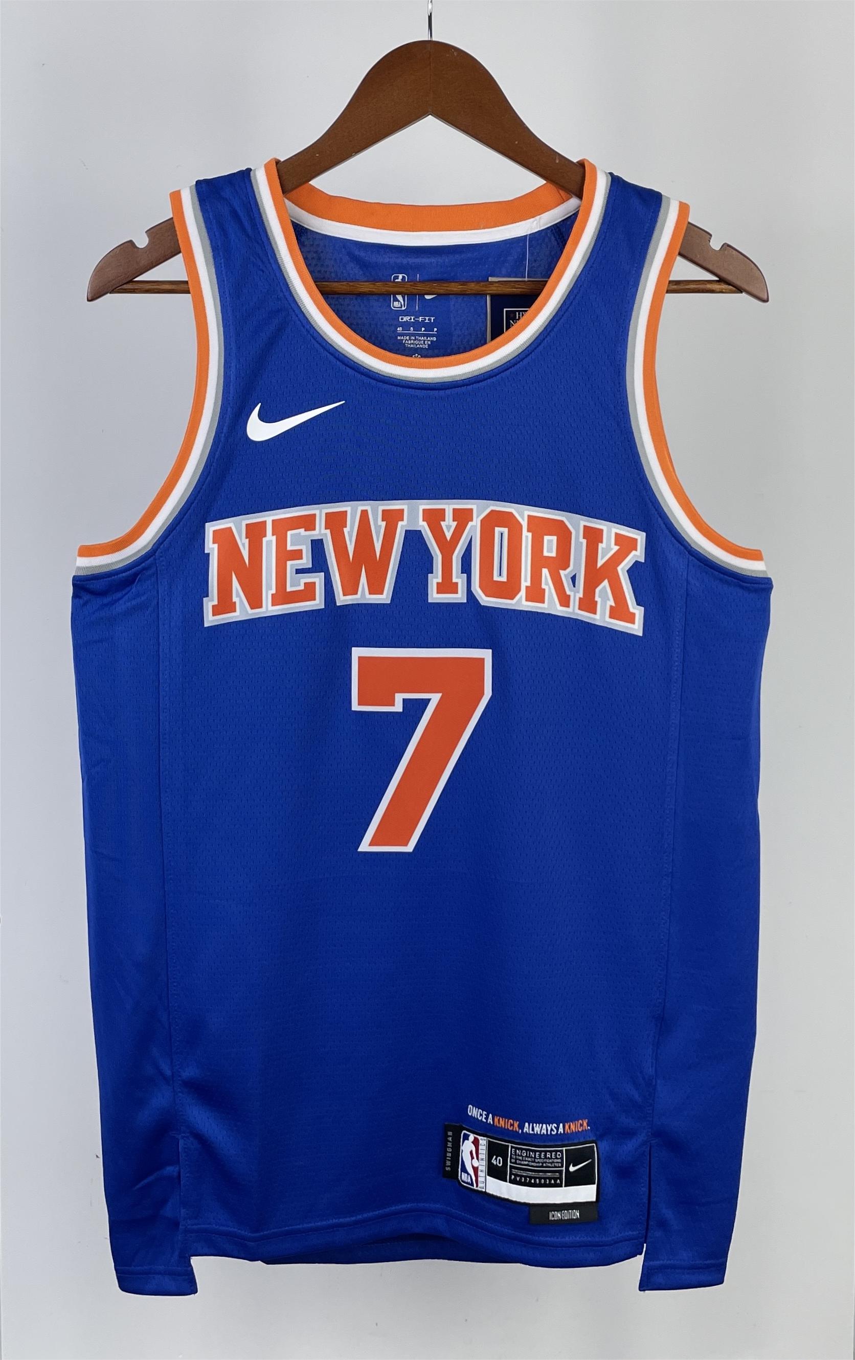 NBA Men 2023 New York Knicks Blue #7 ANTHONY Jersey High Quality Name and Number Print - leoleo123123