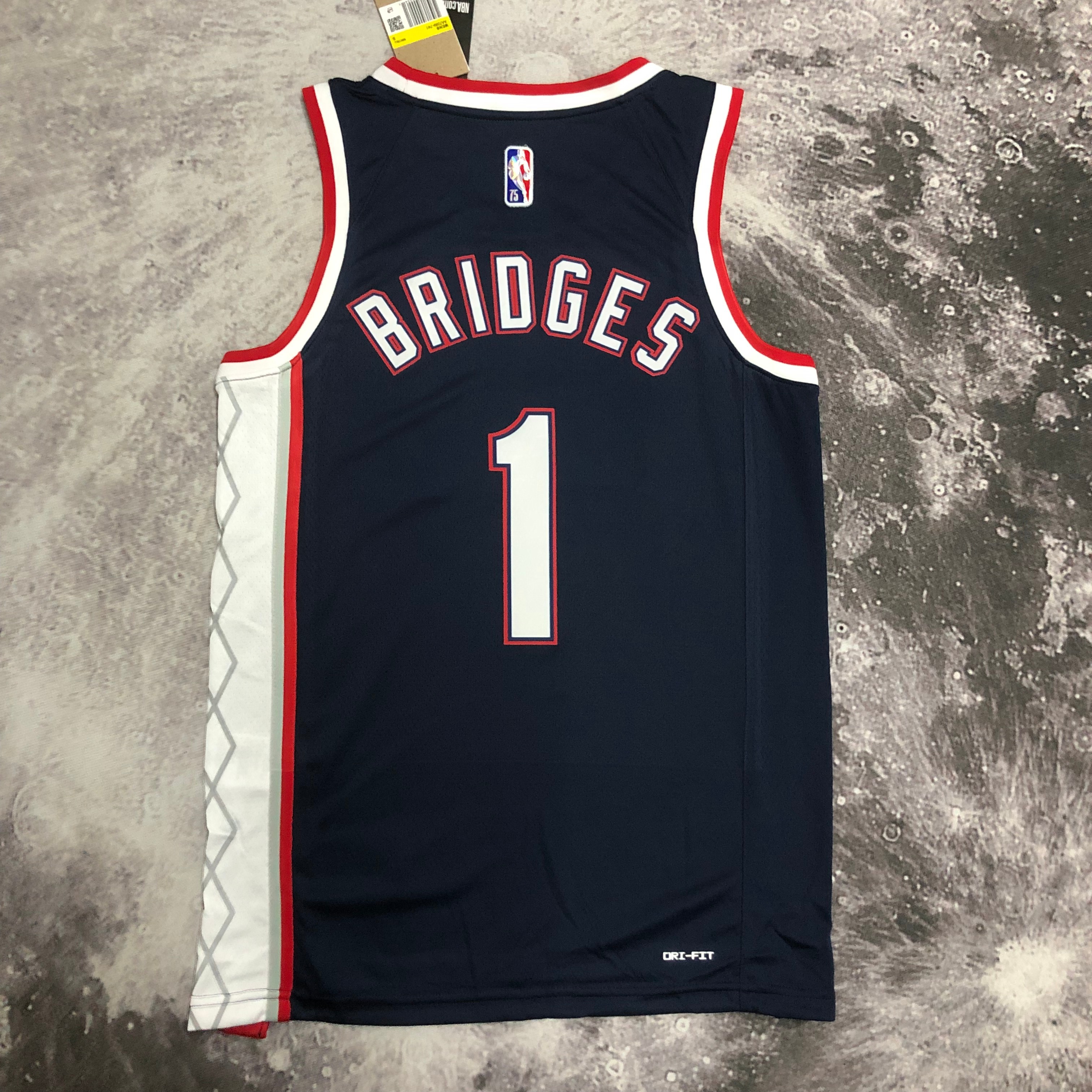 NBA Season 2022 75th Anniversary Brooklyn Nets Black #1 BRIDGES Jersey High Quality Name and Number Print - leoleo123123