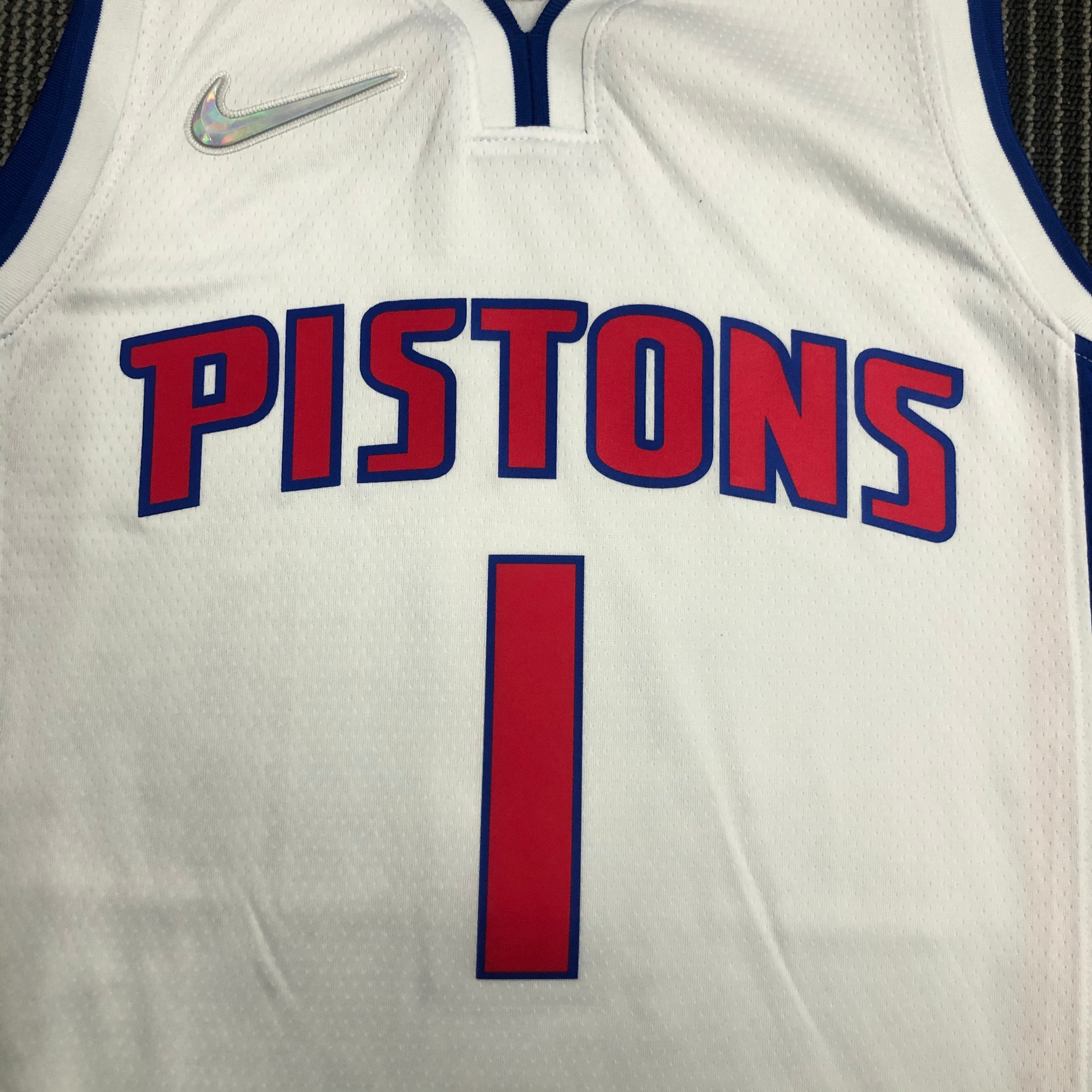 NBA 75th Anniversary Detroit Pistons White #1 IVERSON Jersey High Quality Name and Number Print - leoleo123123