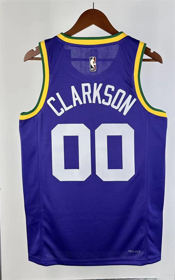 NBA 2024 Men Utah Jazz Purple #00 CLARKSON Jersey High Quality Name and Number Print - leoleo123123