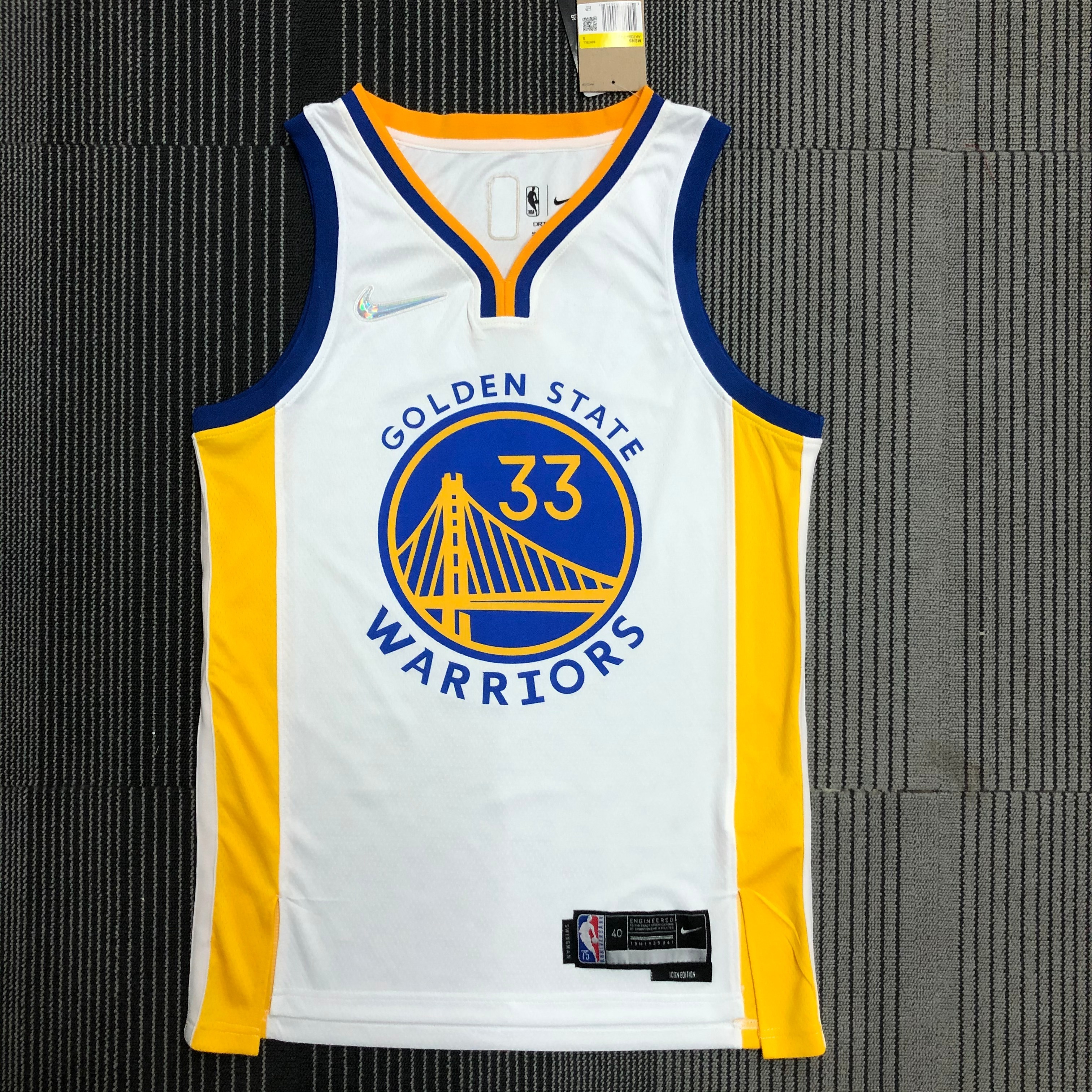 NBA Men 75th Anniversary Golden State Warriors White V-neck #33 WISEMAN Jersey High Quality Name and Number Print - leoleo123123
