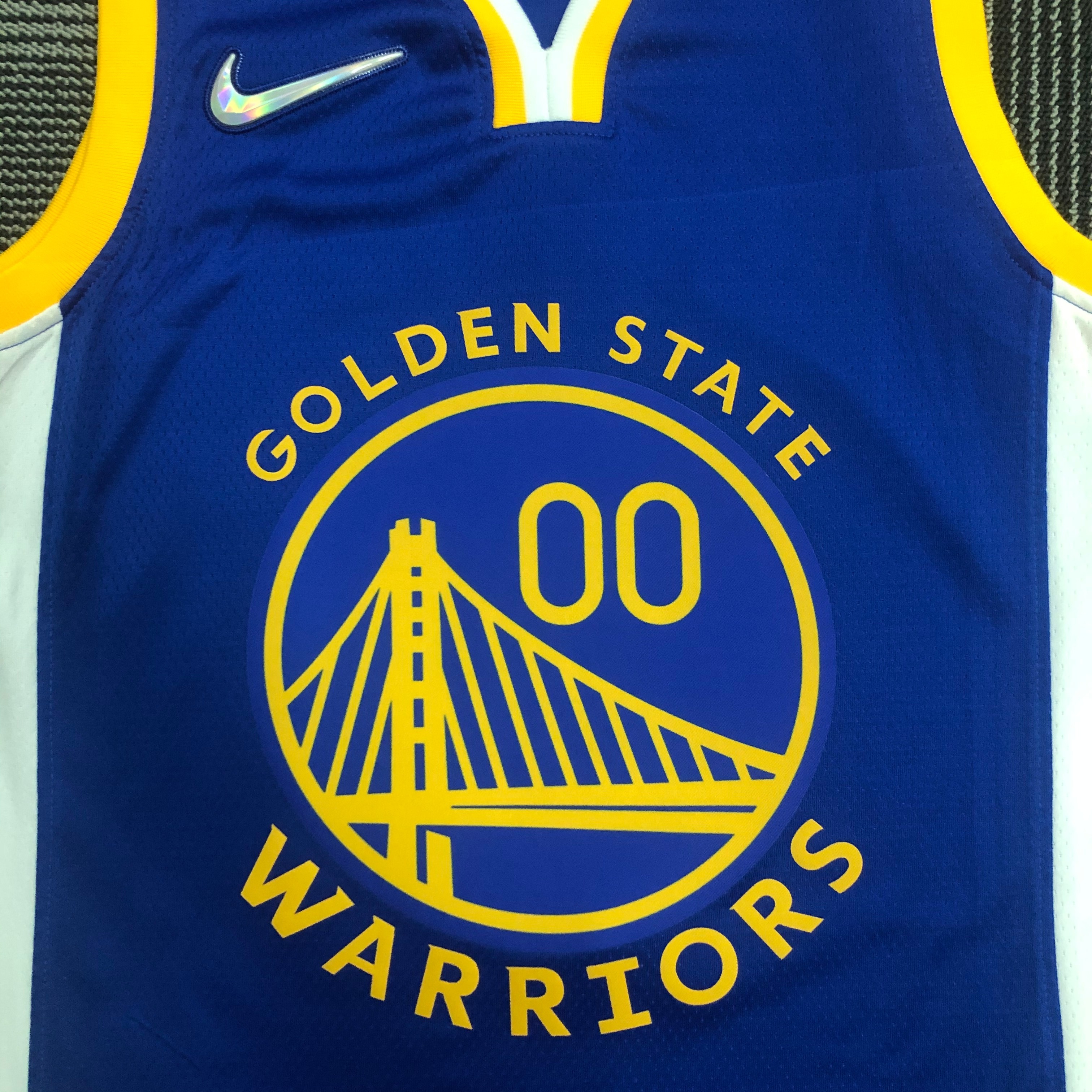 NBA Men 75th Anniversary Golden State Warriors Blue V-neck #00 KUMINGA Jersey High Quality Name and Number Print - leoleo123123