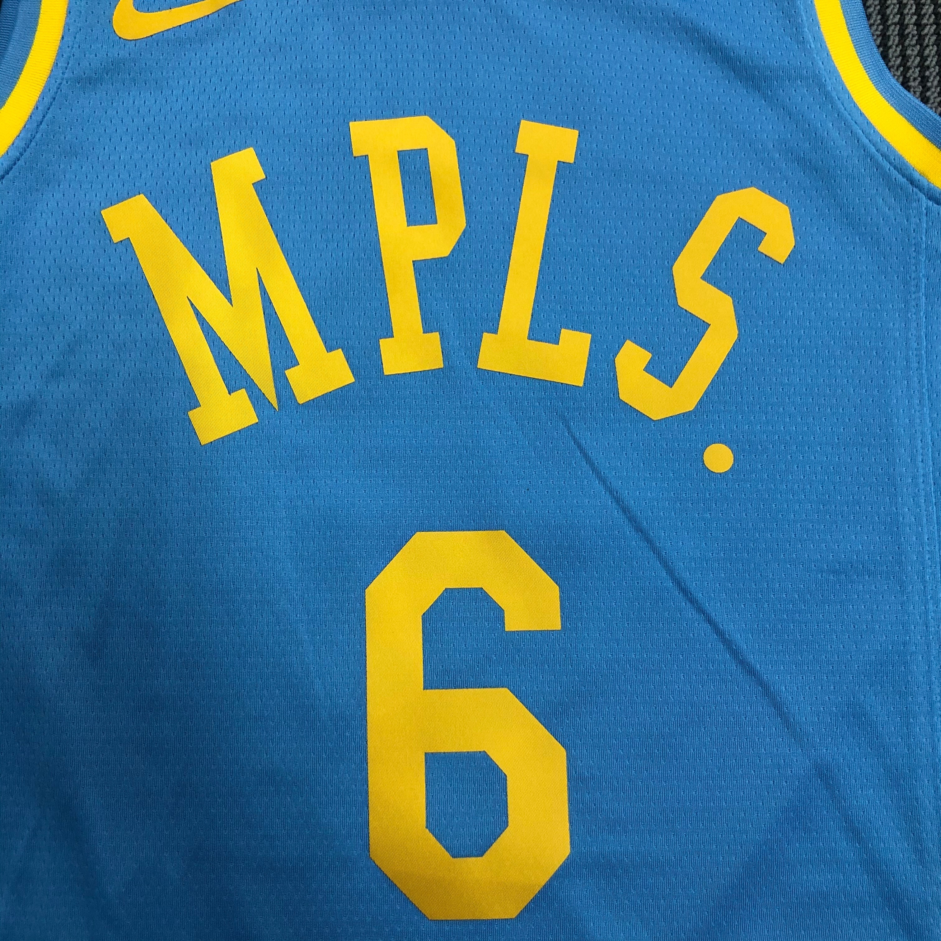NBA Season 2021 Los Angeles Lakers Minneapolis Blue #6 JAMES Round Neck Jersey High Quality Name and Number Print - leoleo123123
