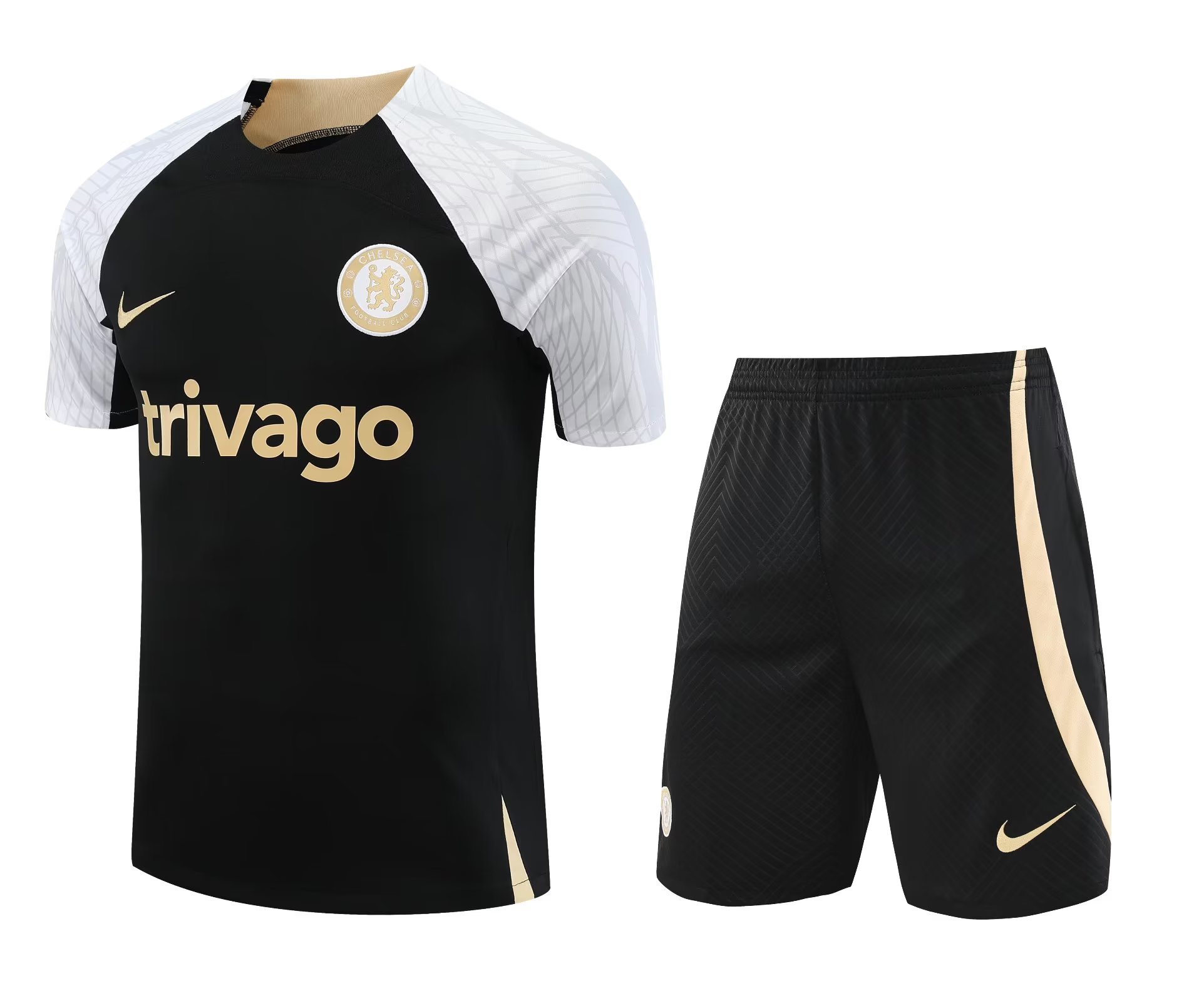 23/24 Chelsea Black Training Set--Short sleeve and Short Pant Training Tracksuit - leoleo123123