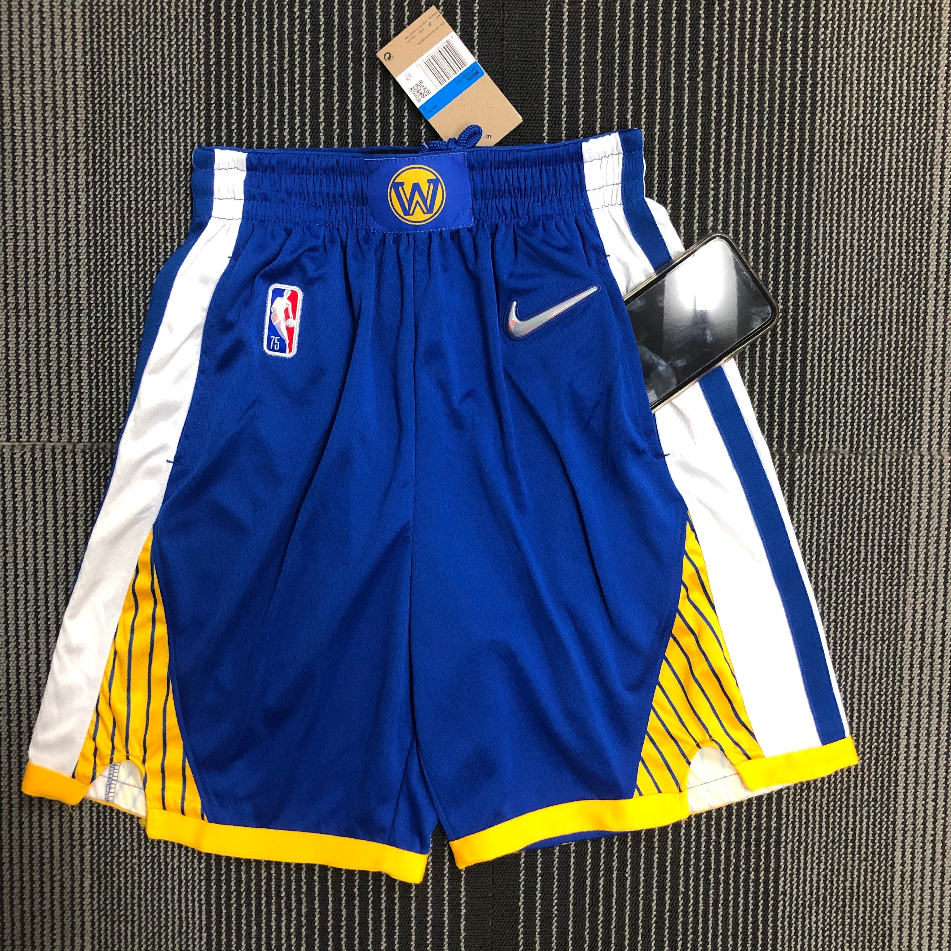 NBA Men 75th Anniversary Season 2022 Golden State Warriors Mexico Version Blue Pant High Quality Name and Number Print - leoleo123123