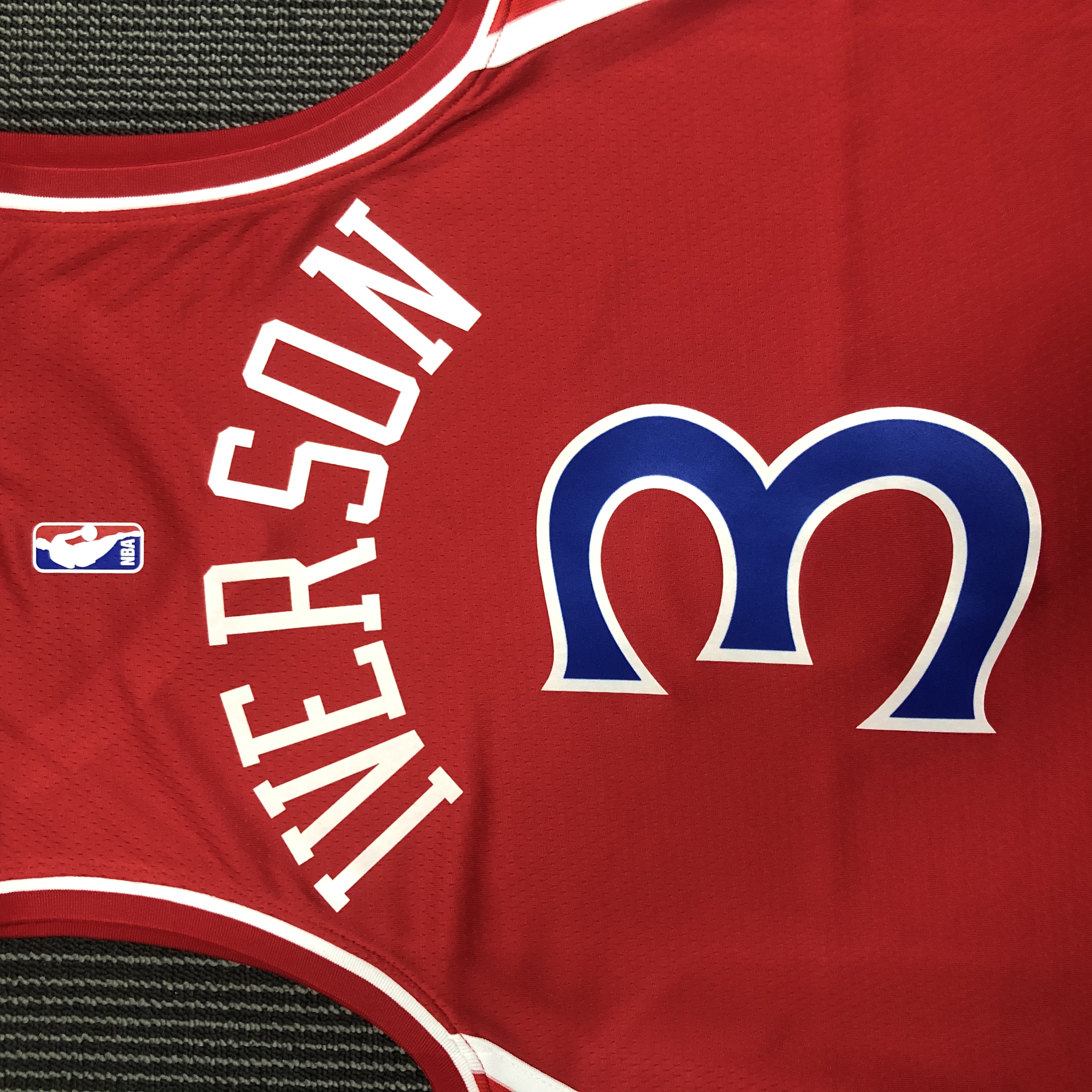 NBA Men Philadelphia 76ers Red #3 IVERSON Jersey High Quality Name and Number Print - leoleo123123