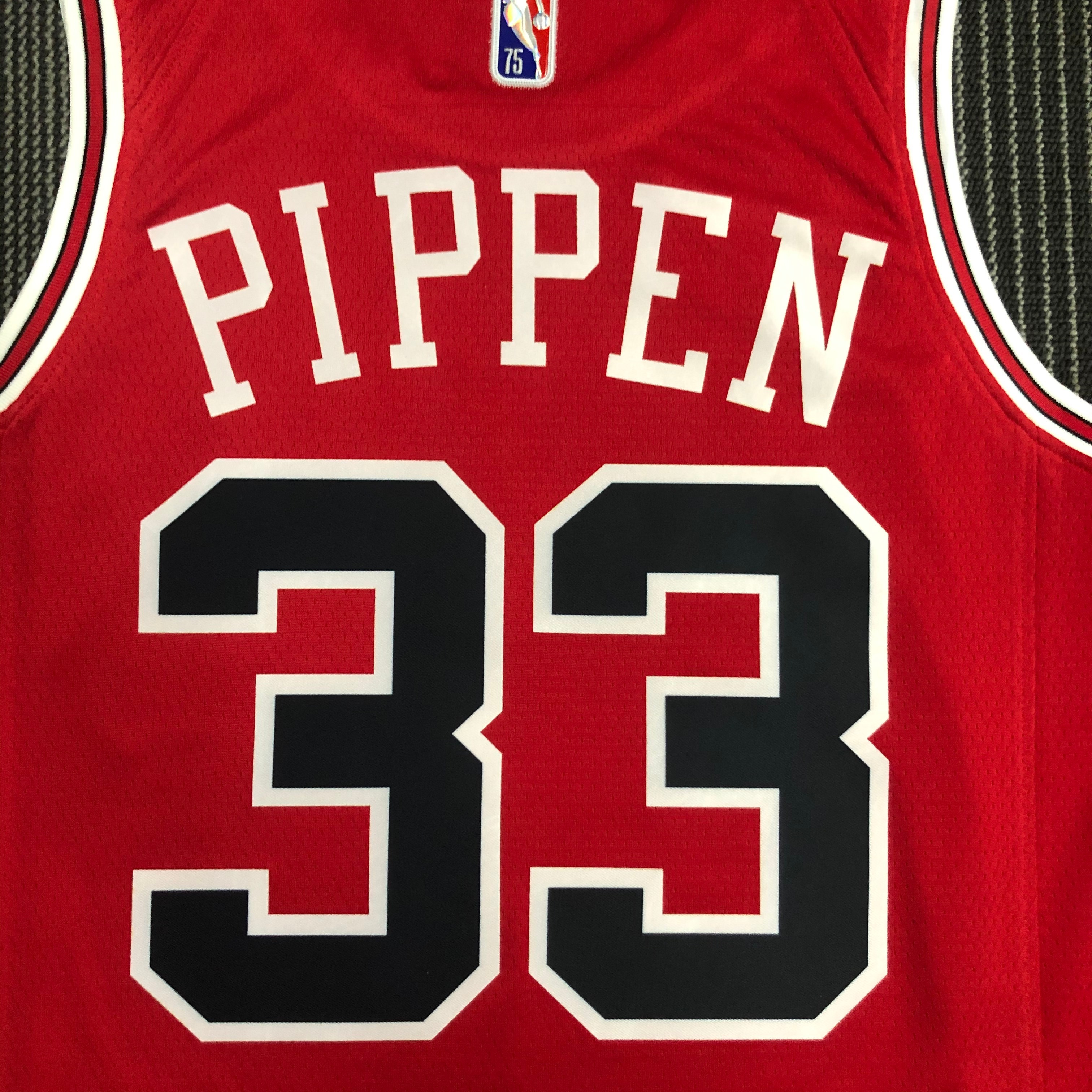 NBA Men 75th Anniversary Chicago Bulls Red #33 PIPPEN Jersey High Quality Name and Number Print - leoleo123123