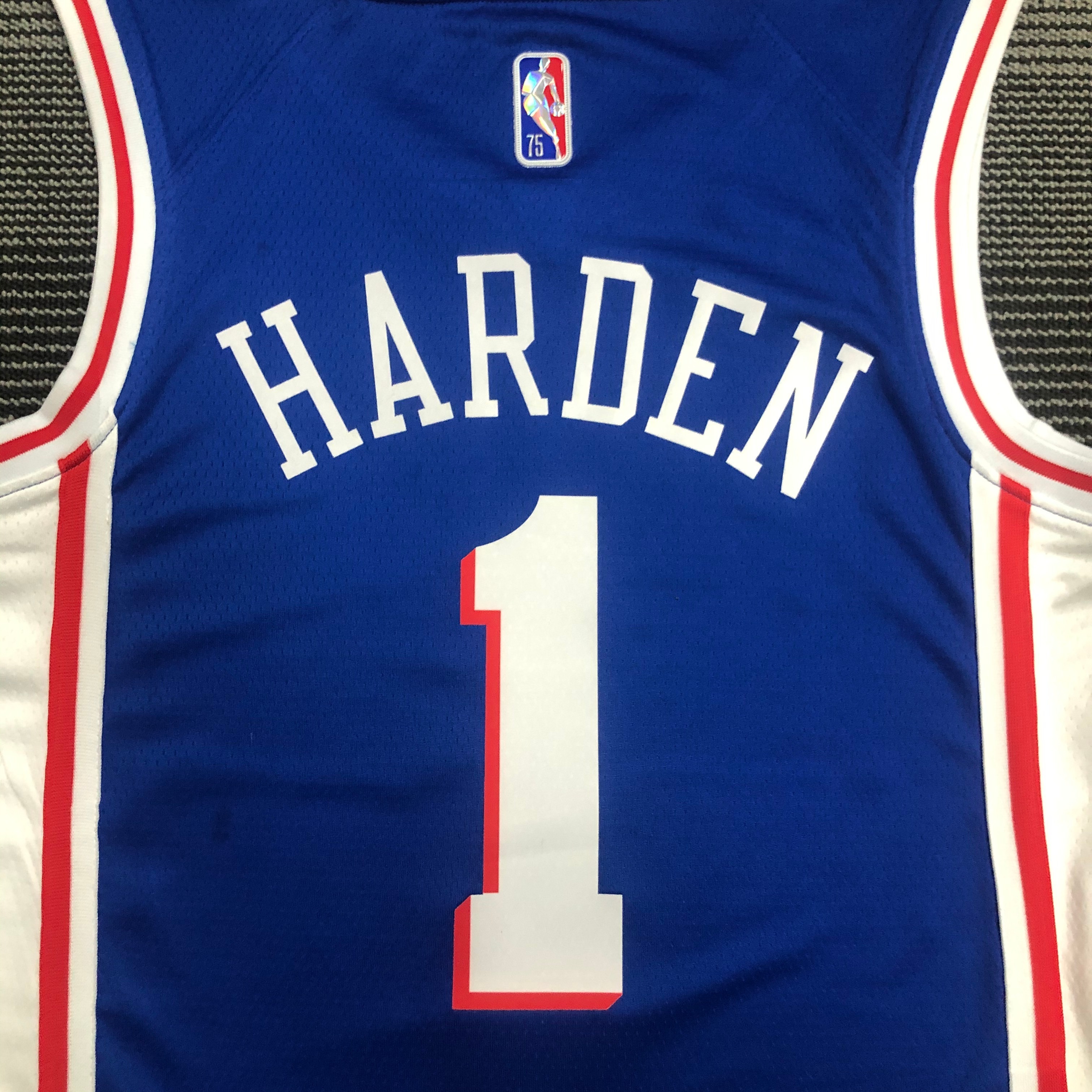 NBA Men 75th Anniversary Season 2022 Philadelphia 76ers Blue V-neck #1 HARDEN Jersey High Quality Name and Number Print - leoleo123123