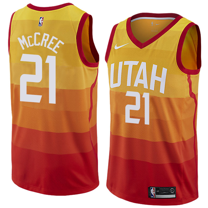 NBA Men Utah Jazz Yellow & Orange #21 McCREE Jersey High Quality Name and Number Print - leoleo123123