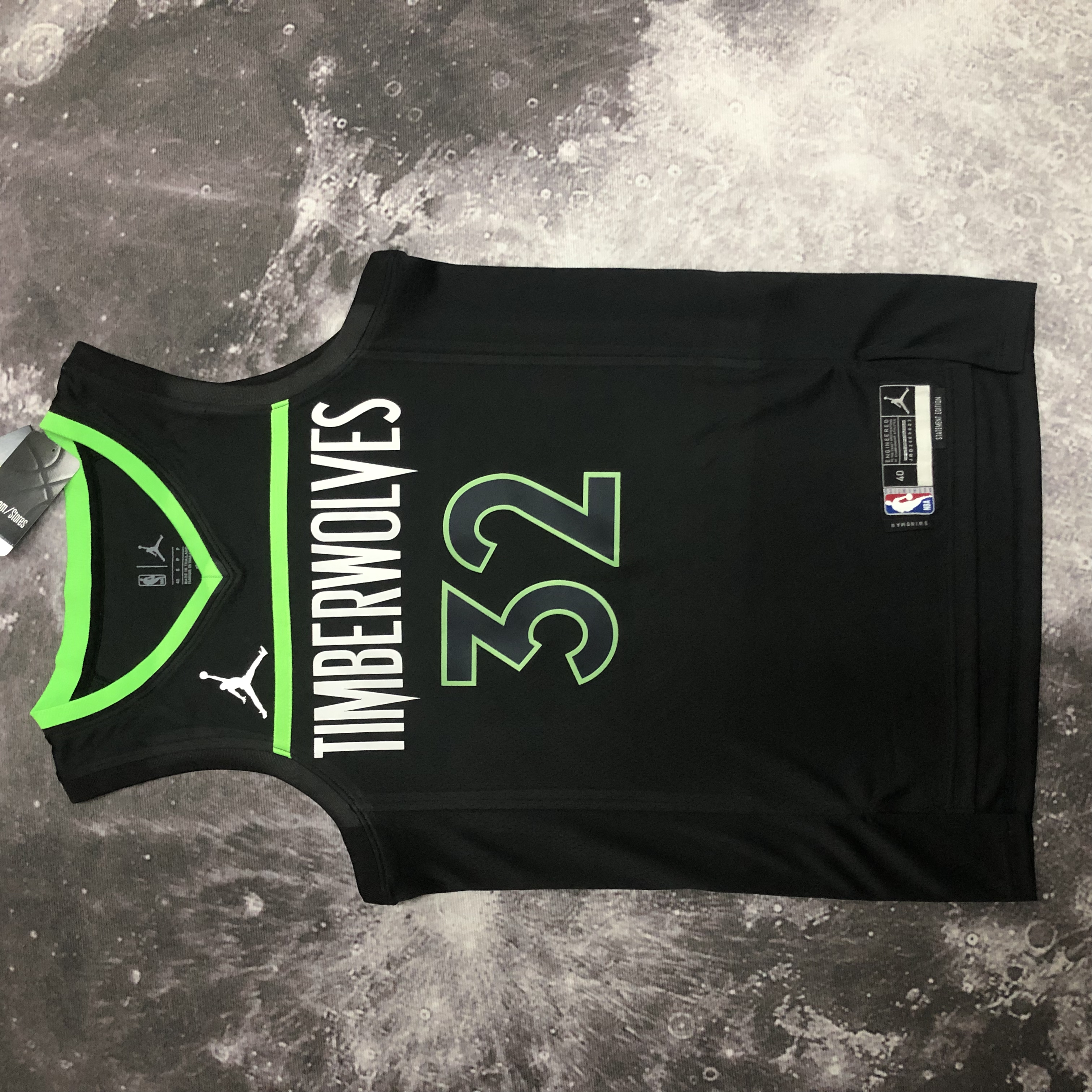 NBA Men Season 2023 Minnesota Timberwolves Black with Jordan Logo #32 TOWNS Jersey High Quality Name and Number Print - leoleo123123