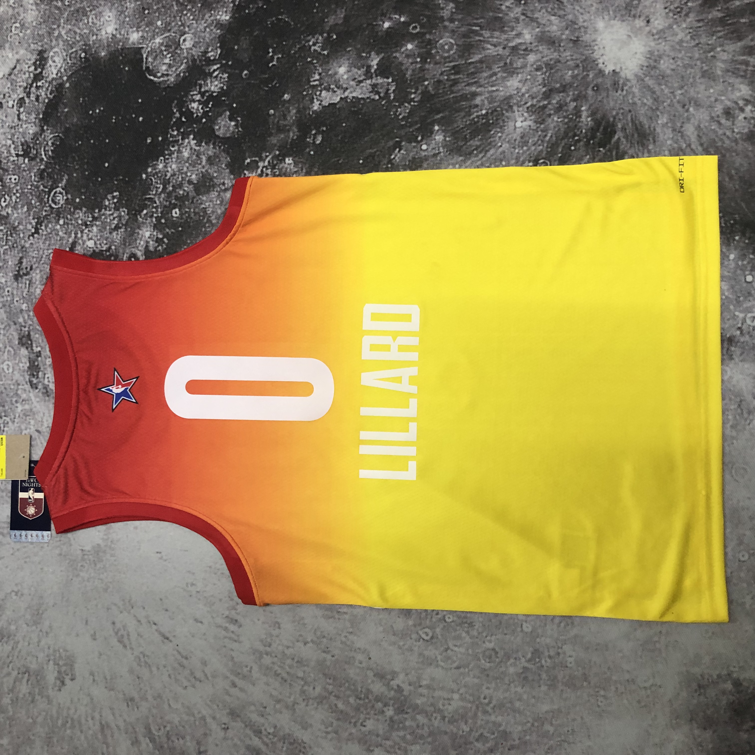 NBA Season 2023 All Stars Portland Trail Blazers Yellow #0 LILLARD Jersey High Quality Name and Number Print - leoleo123123