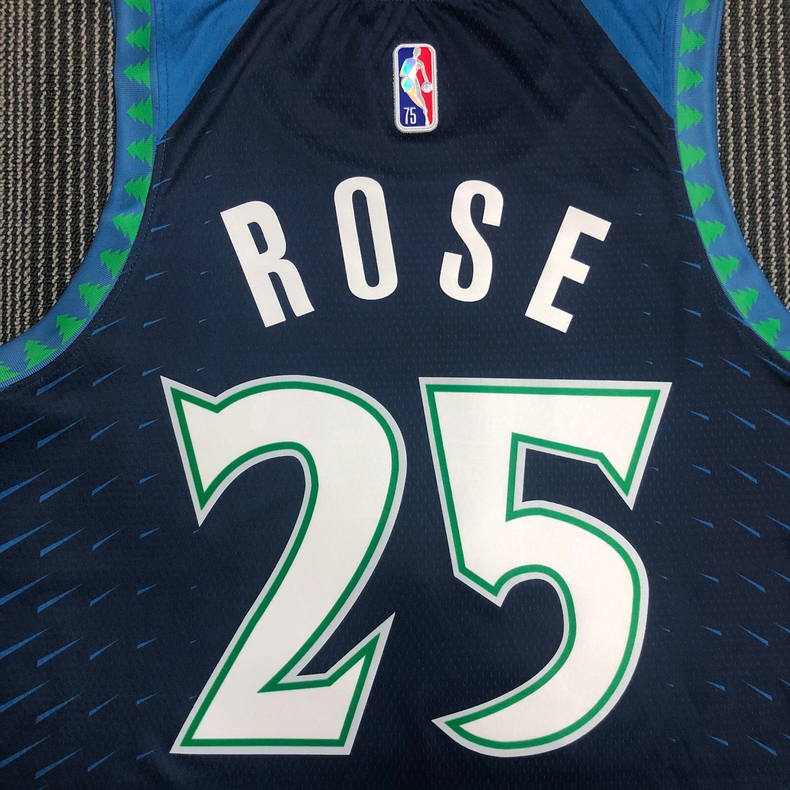 NBA Men 75th Anniversary Minnesota Timberwolves Blue #25 ROSE Jersey High Quality Name and Number Print - leoleo123123