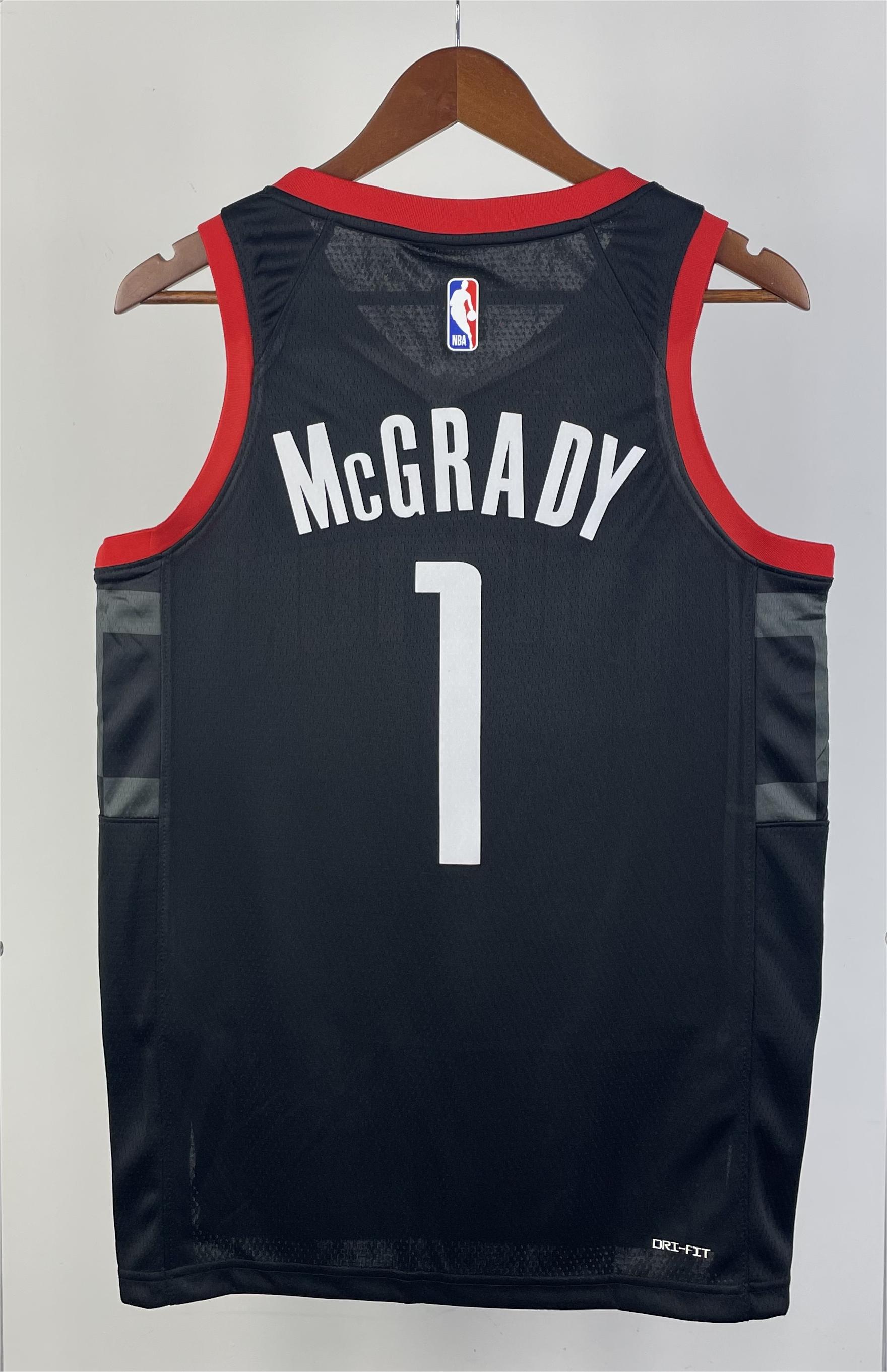NBA Men 2024 Houston Rockets Black #1 MCGRADY Classics Swingman Jersey - leoleo123123