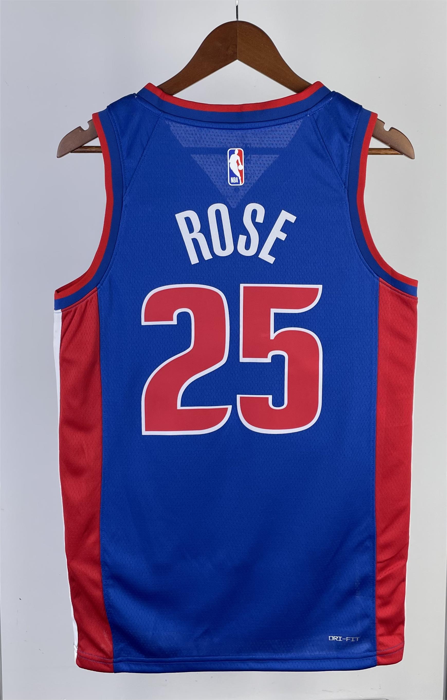 NBA Season 2023 Detroit Pistons Blue #25 ROSE Jersey High Quality Name and Number Print - leoleo123123
