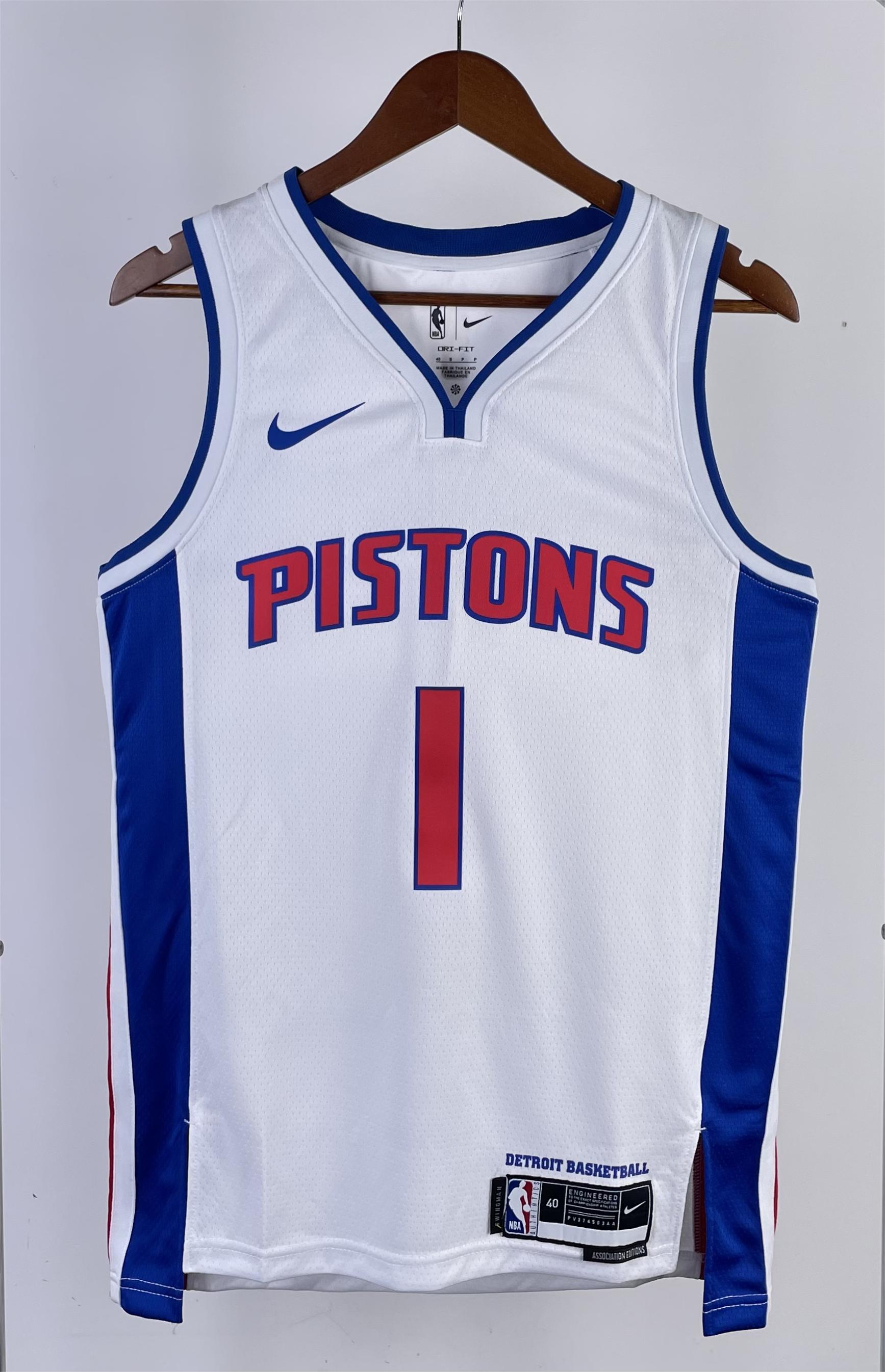 NBA Season 2023 Detroit Pistons White #1 IVERSON Jersey High Quality Name and Number Print - leoleo123123