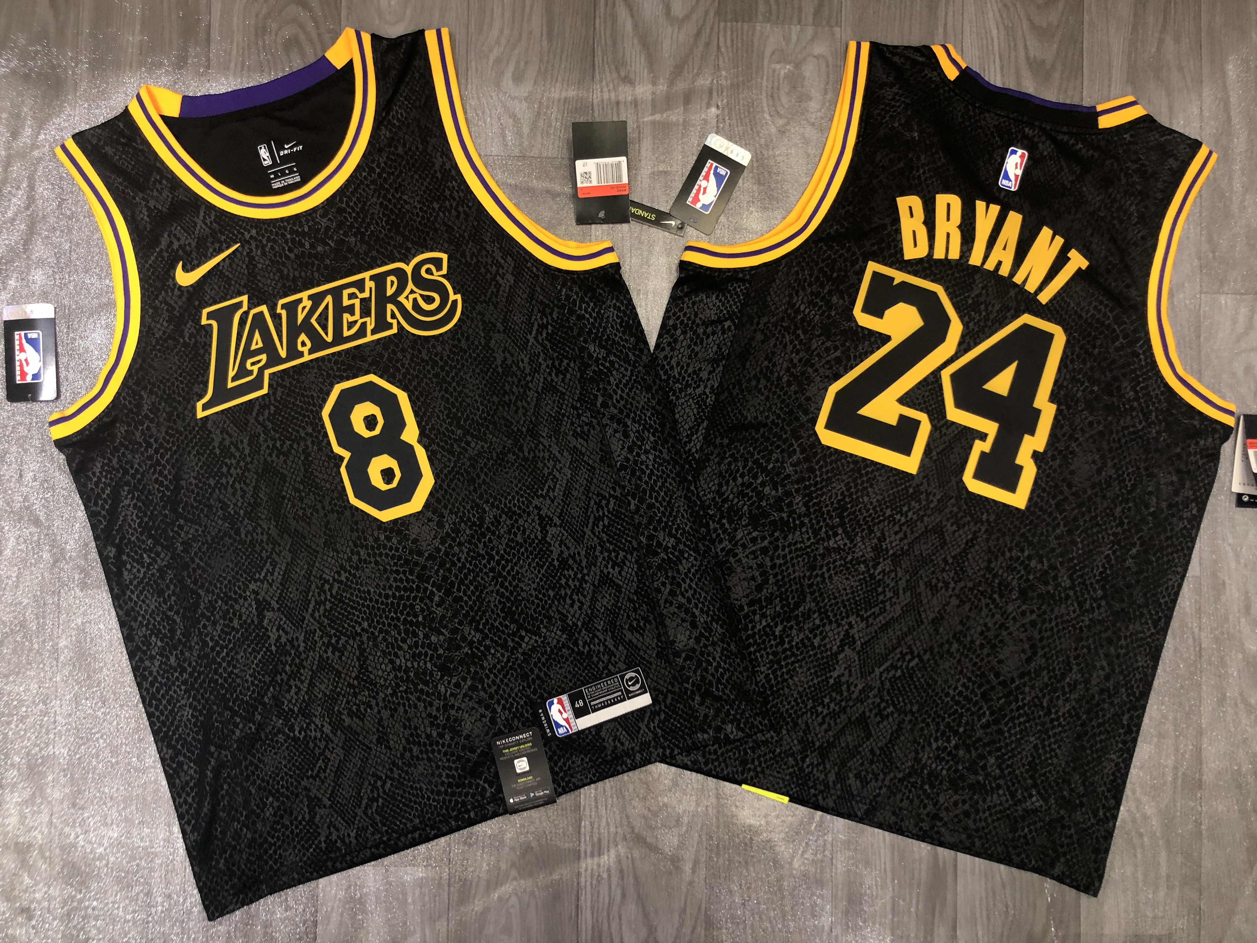NBA Los Angeles Lakers Black with Snake Front #8 Black #24 BRYANT Jersey High Quality Name and Number Print - leoleo123123
