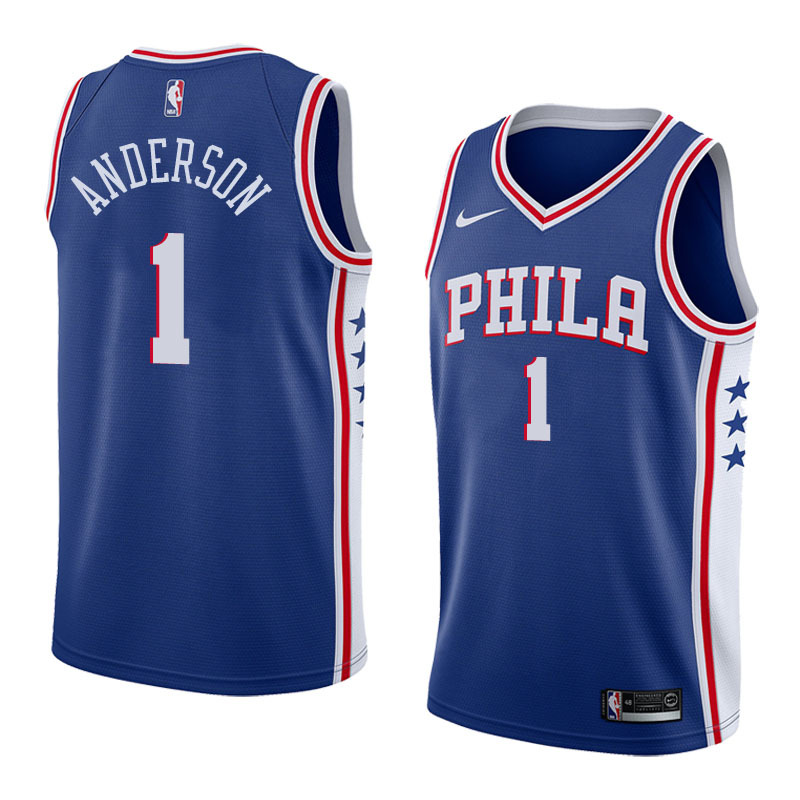 NBA Men Philadelphia 76ers Blue #1 ANDERSON Jersey High Quality Name and Number Print - leoleo123123