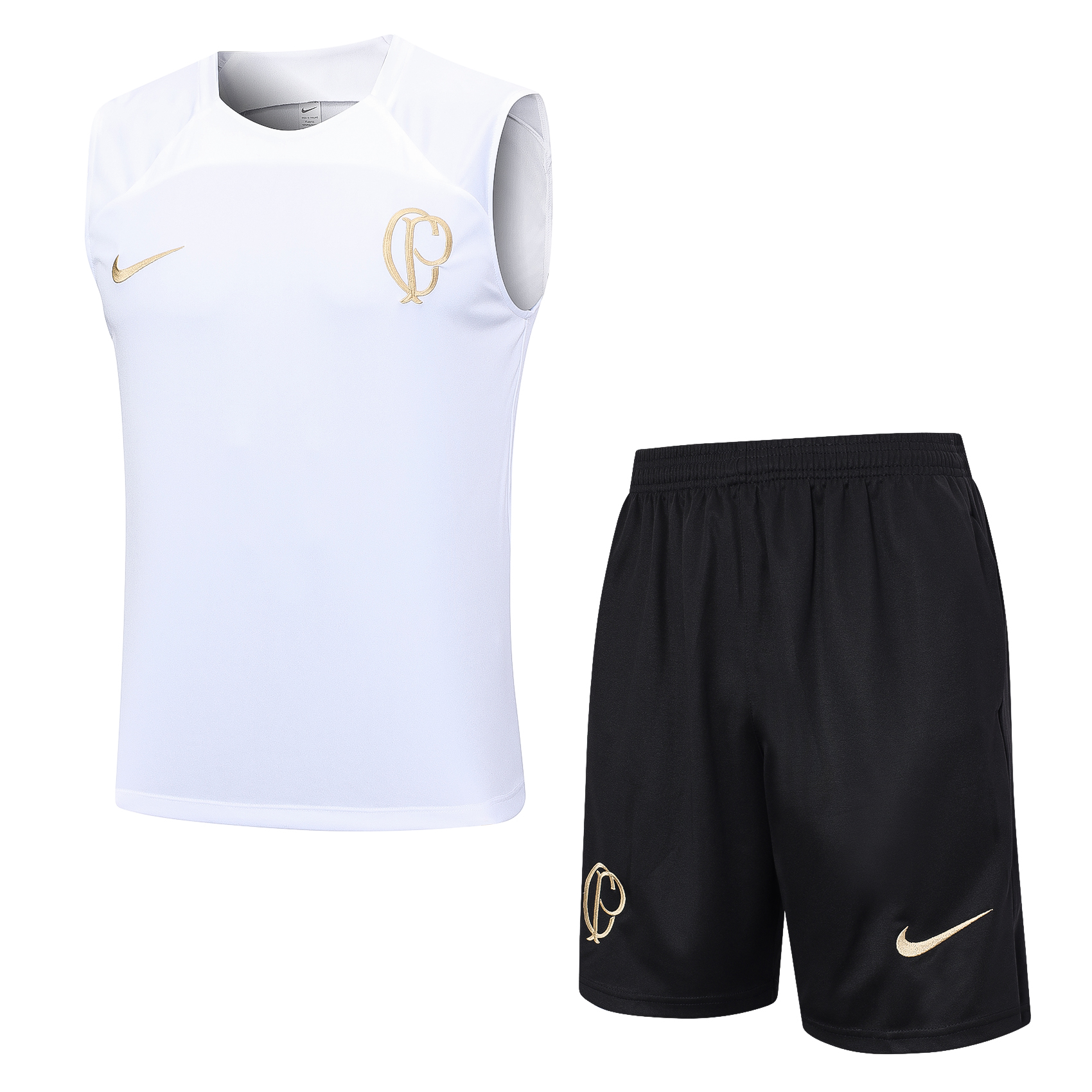 23/24 Corinthians White Vest and Short Pant Training Set - Training Tracksuit - leoleo123123