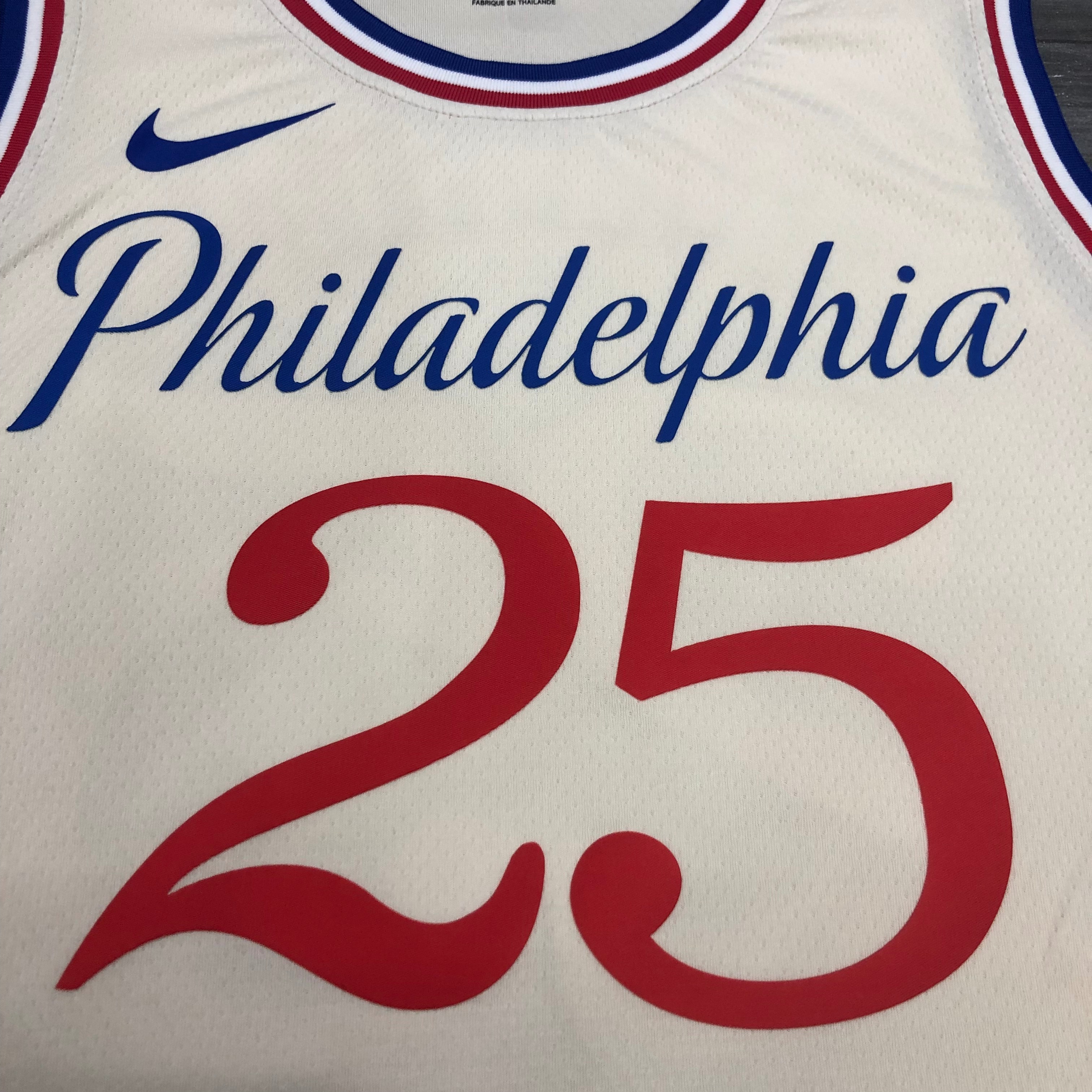 NBA Men Season 20-21 Philadelphia 76ers Beige #25 SIMMONS City Jersey High Quality Name and Number Print - leoleo123123