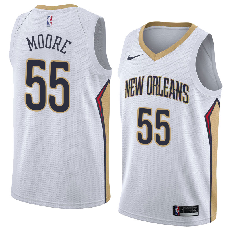 NBA Men New Orleans Pelicans White #55 MOORE Jersey High Quality Name and Number Print - leoleo123123