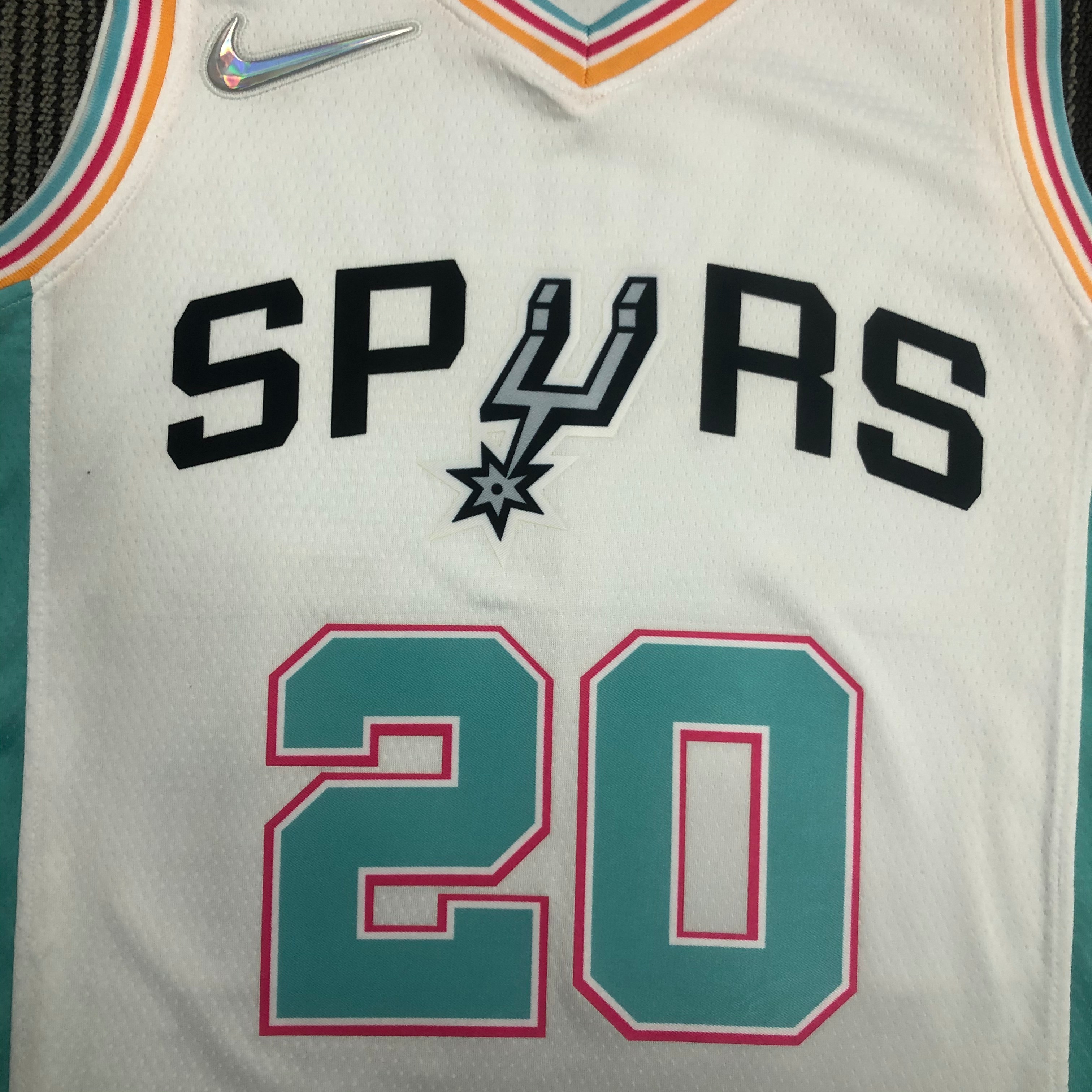 NBA Men 75th Anniversary Season 2022 San Antonio Spurs White #20 GINOBILI Jersey High Quality Name and Number Print - leoleo123123