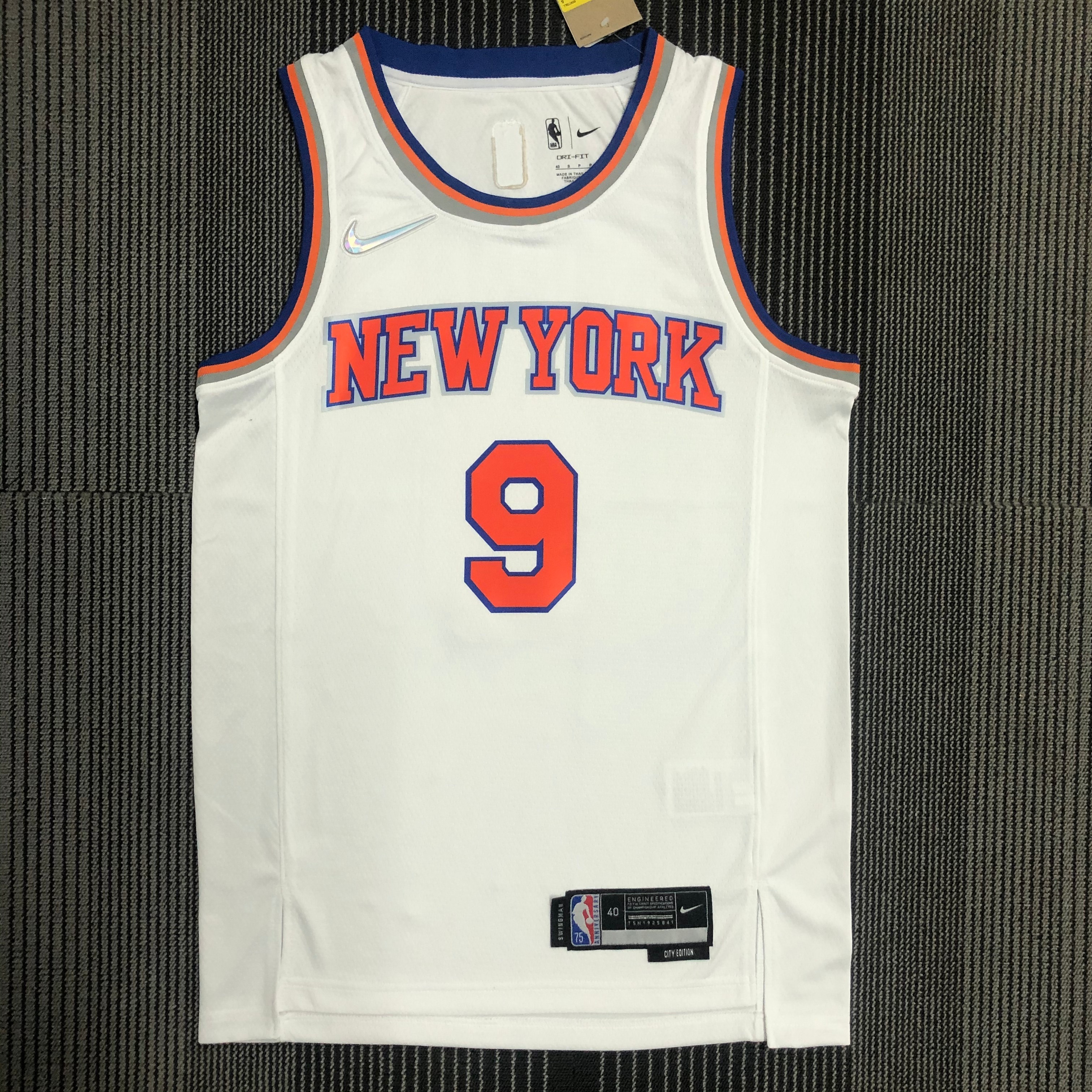 NBA Men 75th Anniversary New York Knicks White #9 BARRETT Jersey High Quality Name and Number Print - leoleo123123