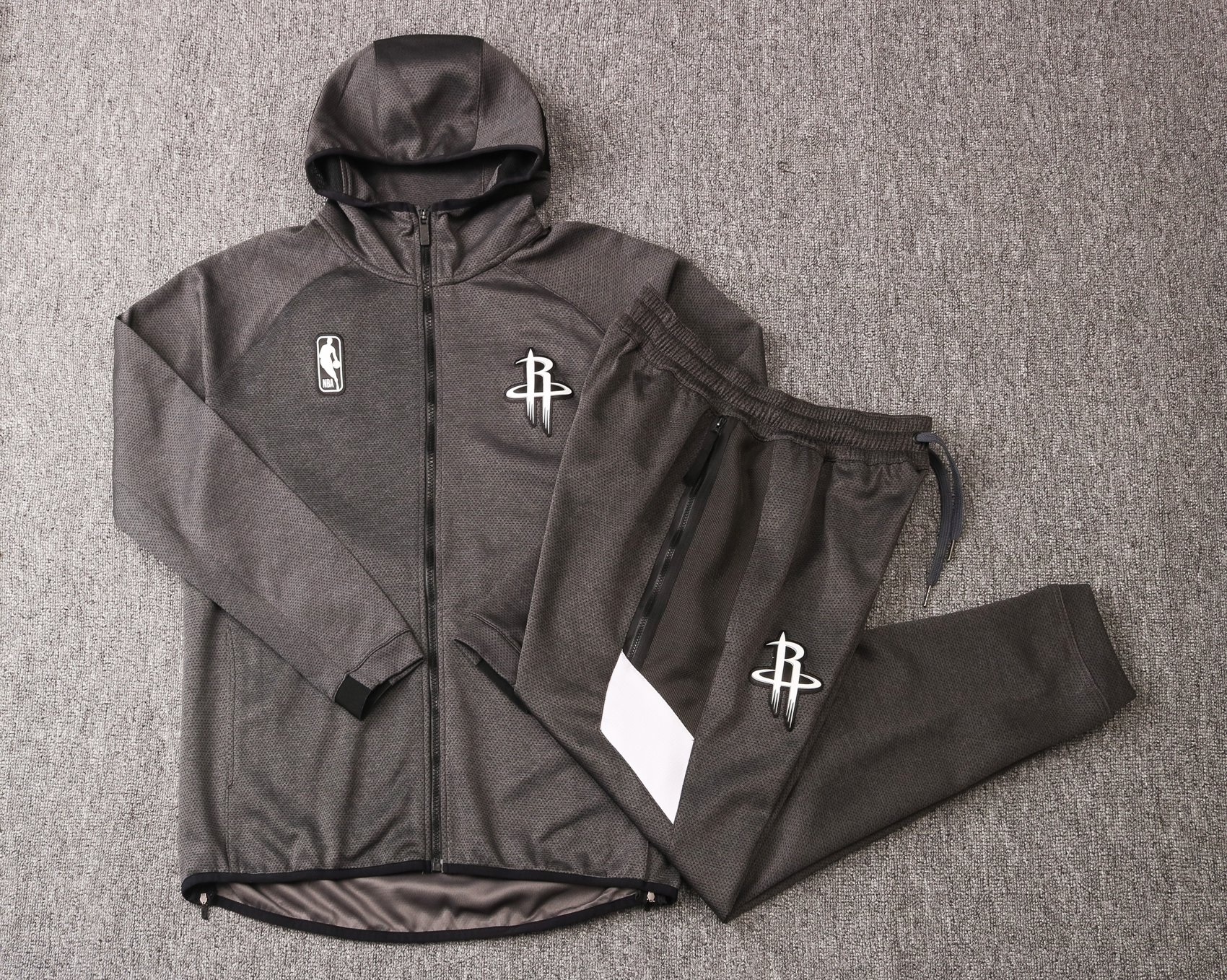 NBA Houston Rockets Dark Grey with Cap Jacket Tracksuit High Quality - leoleo123123