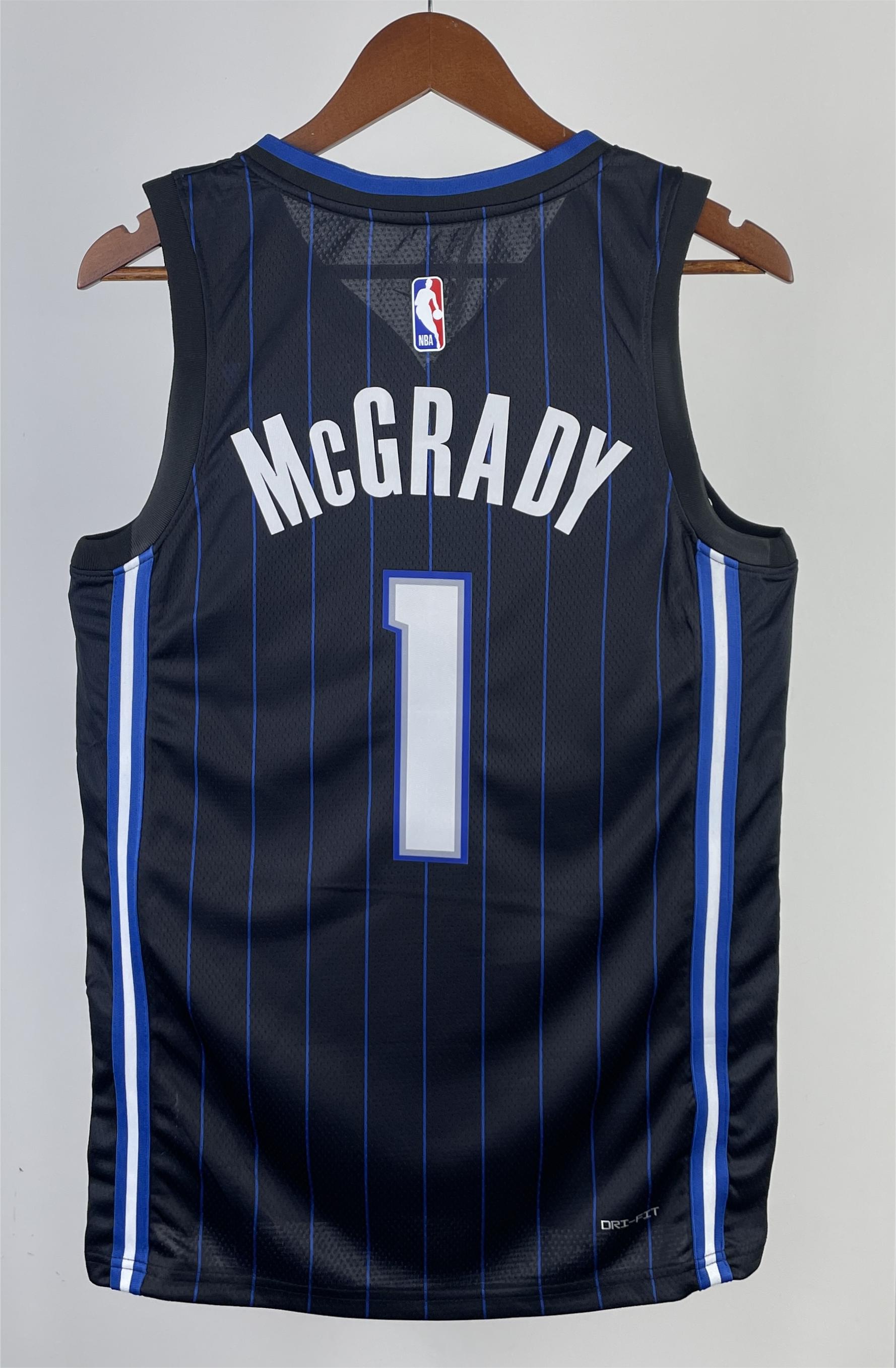 NBA Season 2023 Orlando Magic Black Stripe #1 McGRADY Jersey High Quality Name and Number Print - leoleo123123