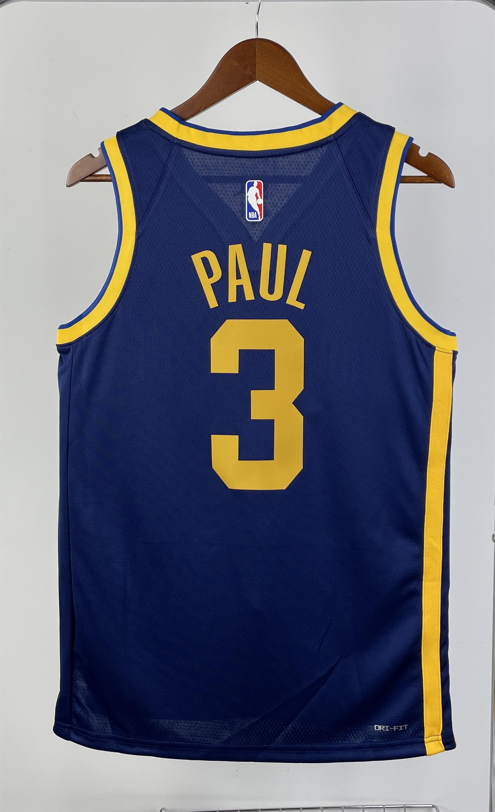 NBA Men Season 2023 Golden State Warriors Blue with Jordan Logo #3 PAUL Jersey High Quality Name and Number Print - leoleo123123