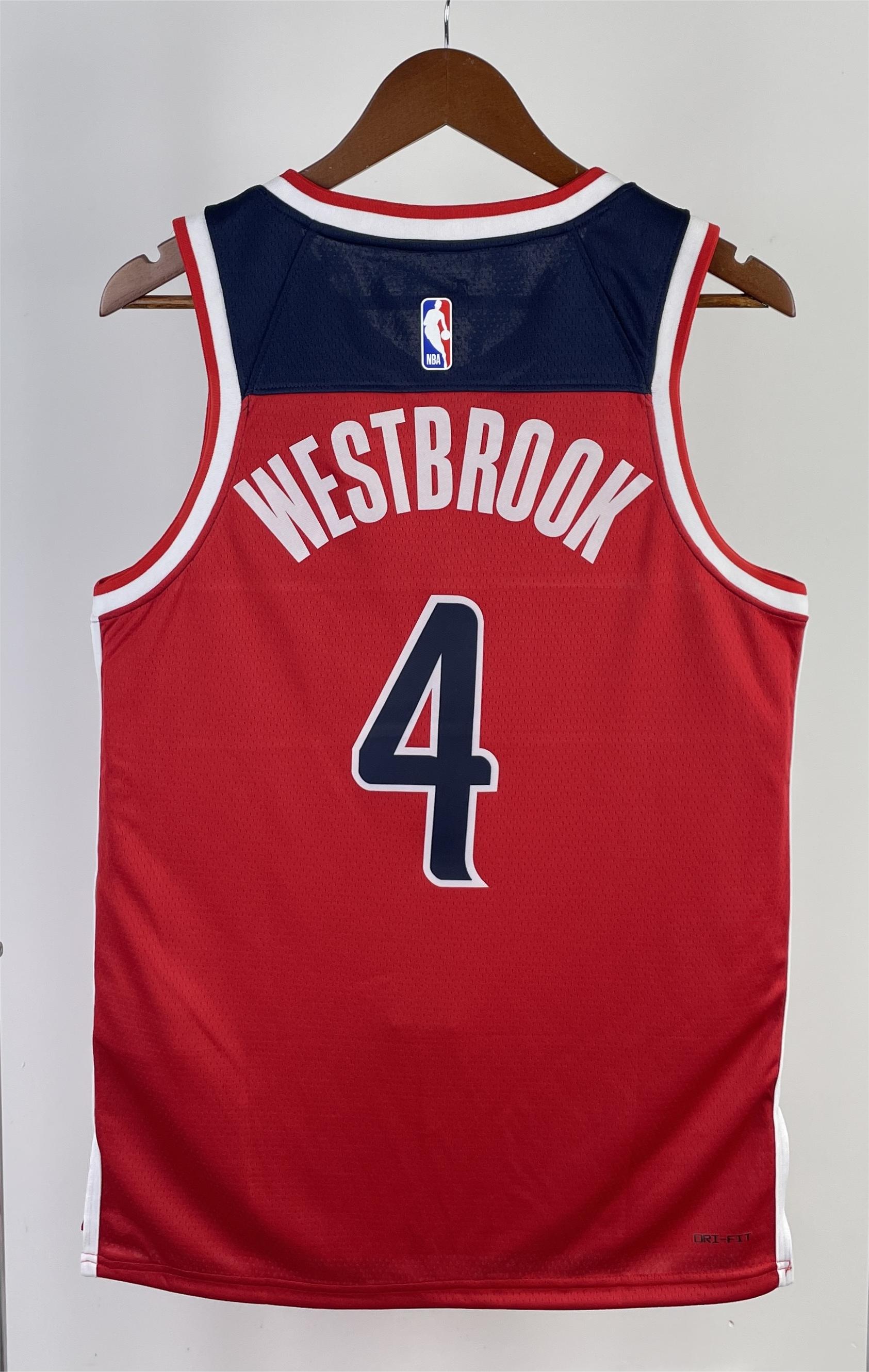 NBA Men 2023 Washington Wizards Red #4 WESTBROOK Jersey High Quality Name and Number Print - leoleo123123