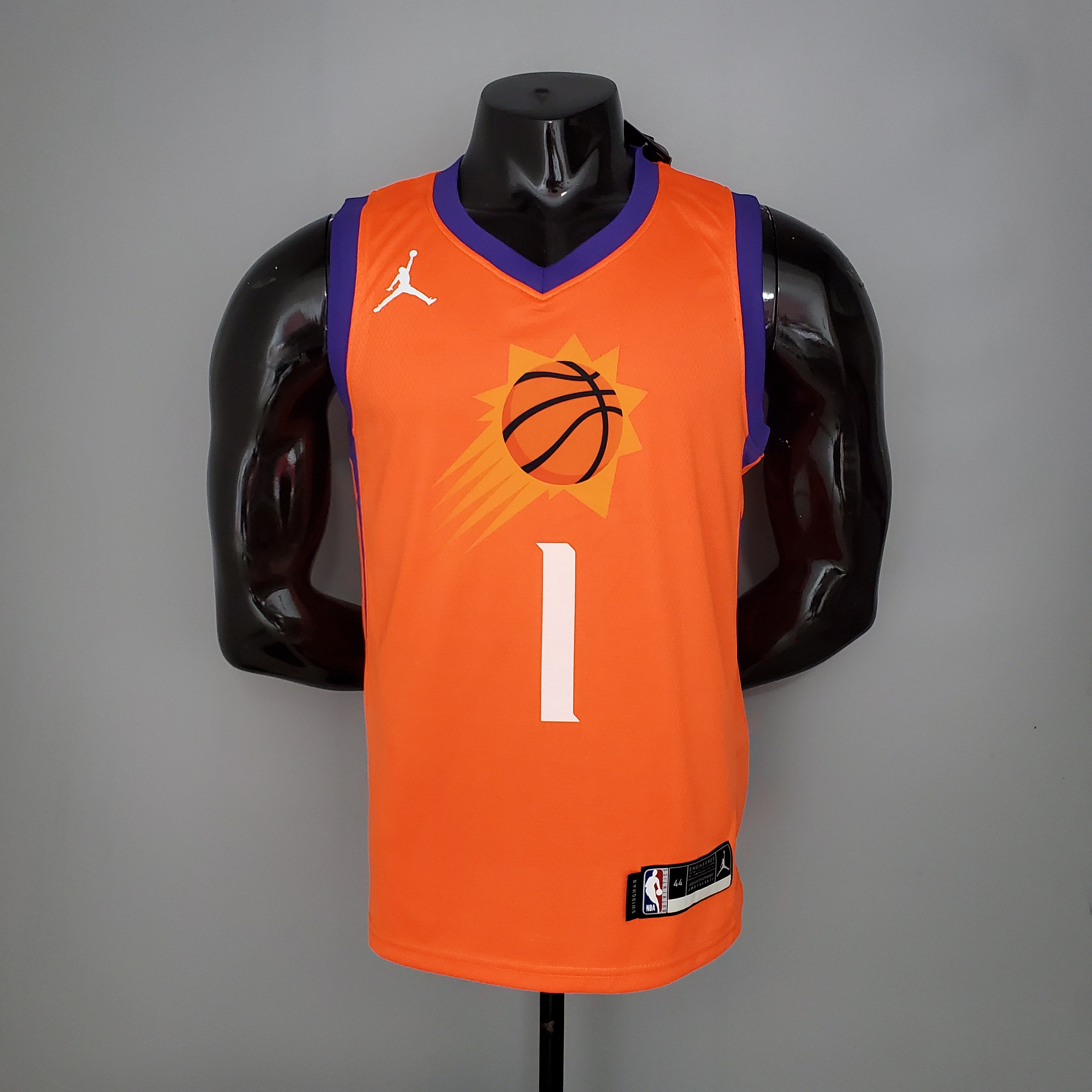 NBA Season 2021 Men Phoenix Suns Orange #1 BOOKER with Jordan Logo Jersey High Quality Name and Number Print - leoleo123123