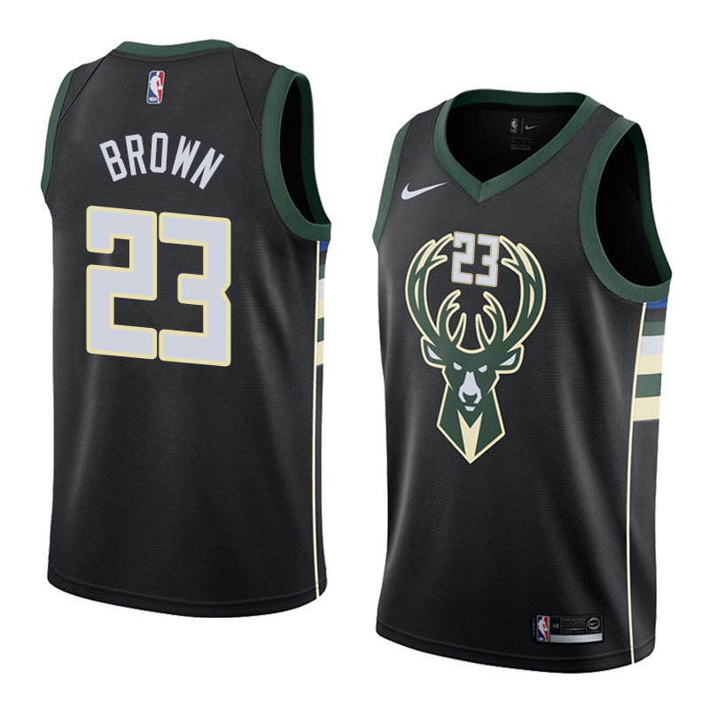 NBA Men Milwaukee Bucks Black #23 BROWN Jersey High Quality Name and Number Print - leoleo123123