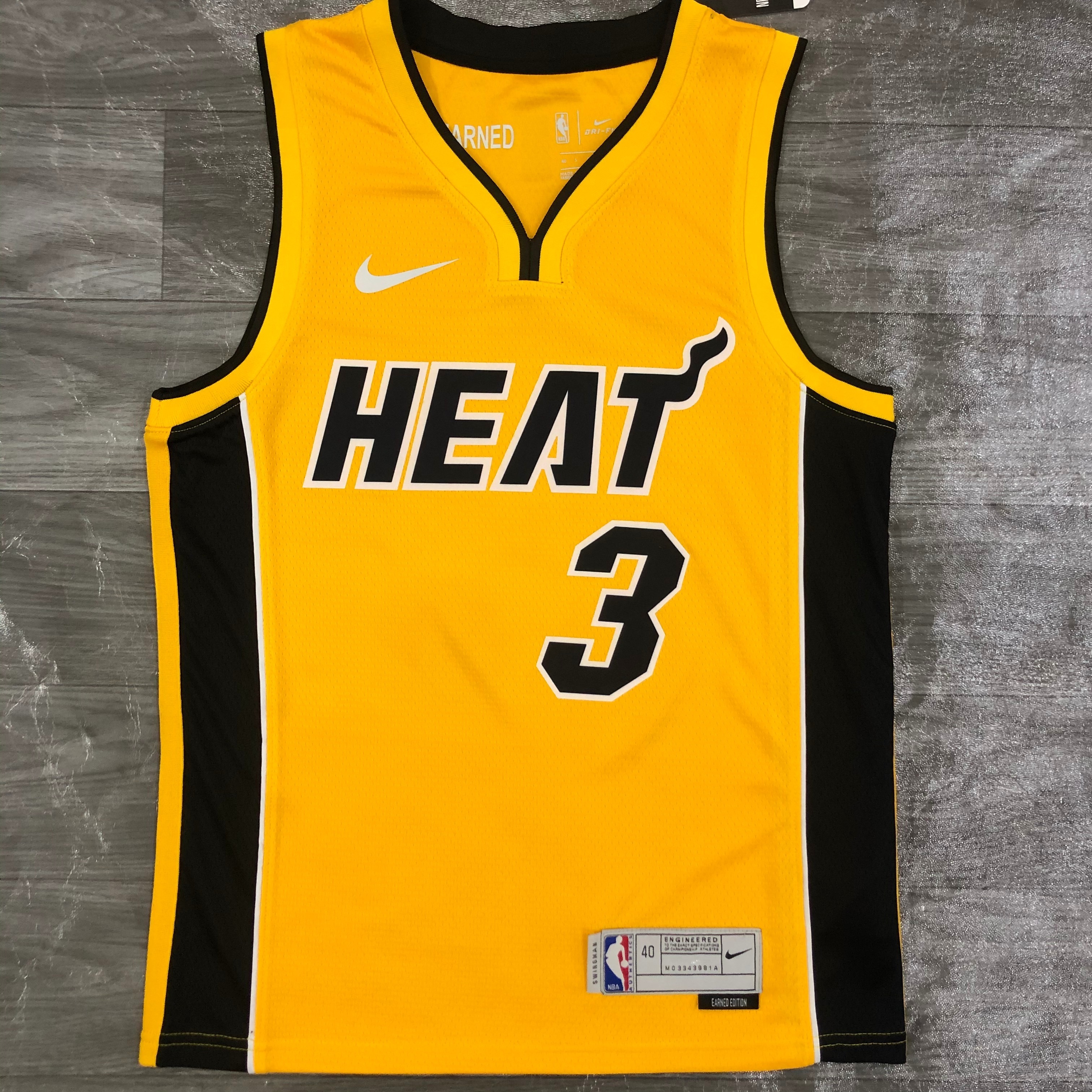 NBA Men Season 2021 Miami Heat Yellow Award Version #3 WADE Jersey High Quality Name and Number Print - leoleo123123