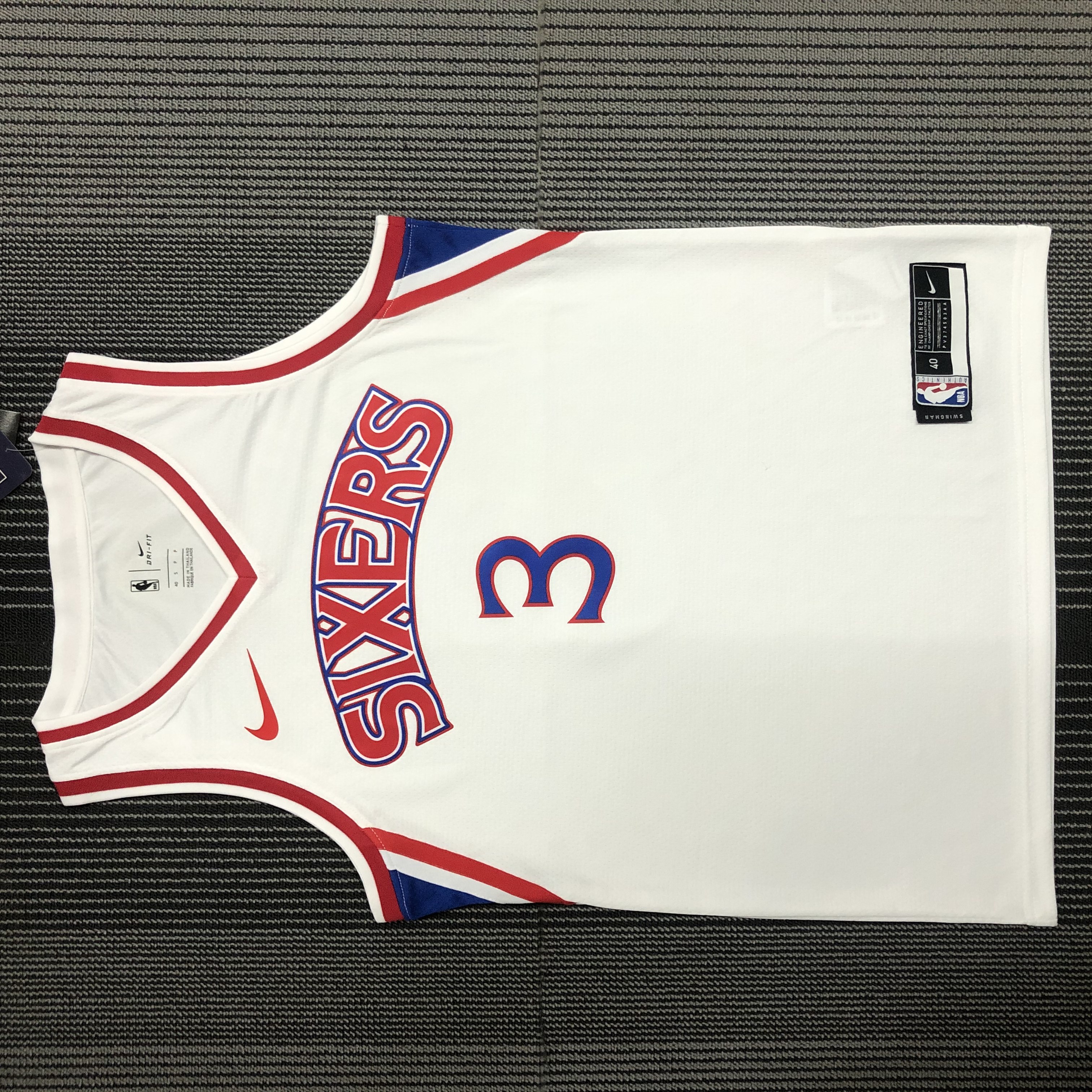 NBA Men Philadelphia 76ers White V-neck #3 IVERSON Jersey High Quality Name and Number Print - leoleo123123