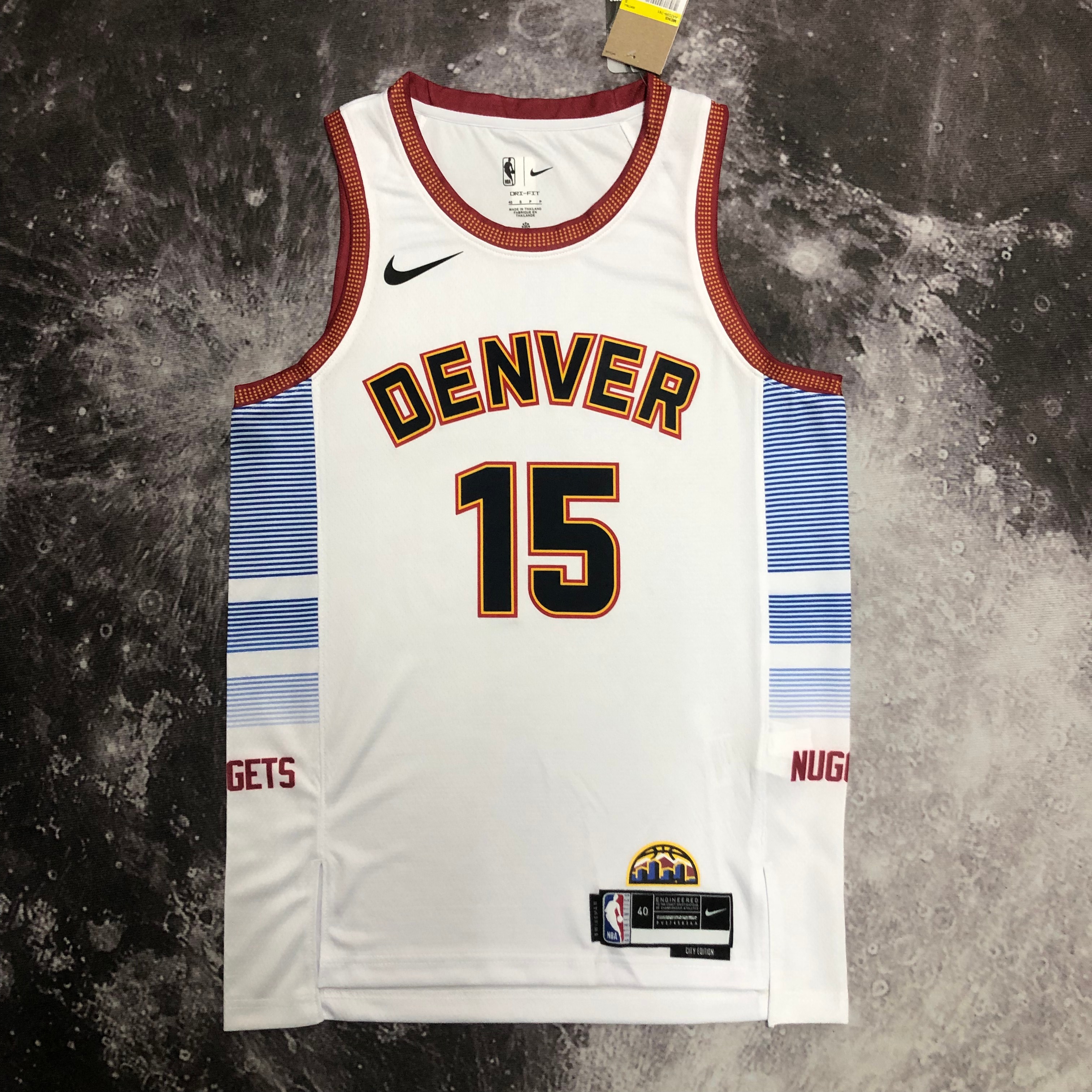 NBA Men Season 2023 Denver Nuggets White #15 JOKIC Jersey High Quality Name and Number Print - leoleo123123
