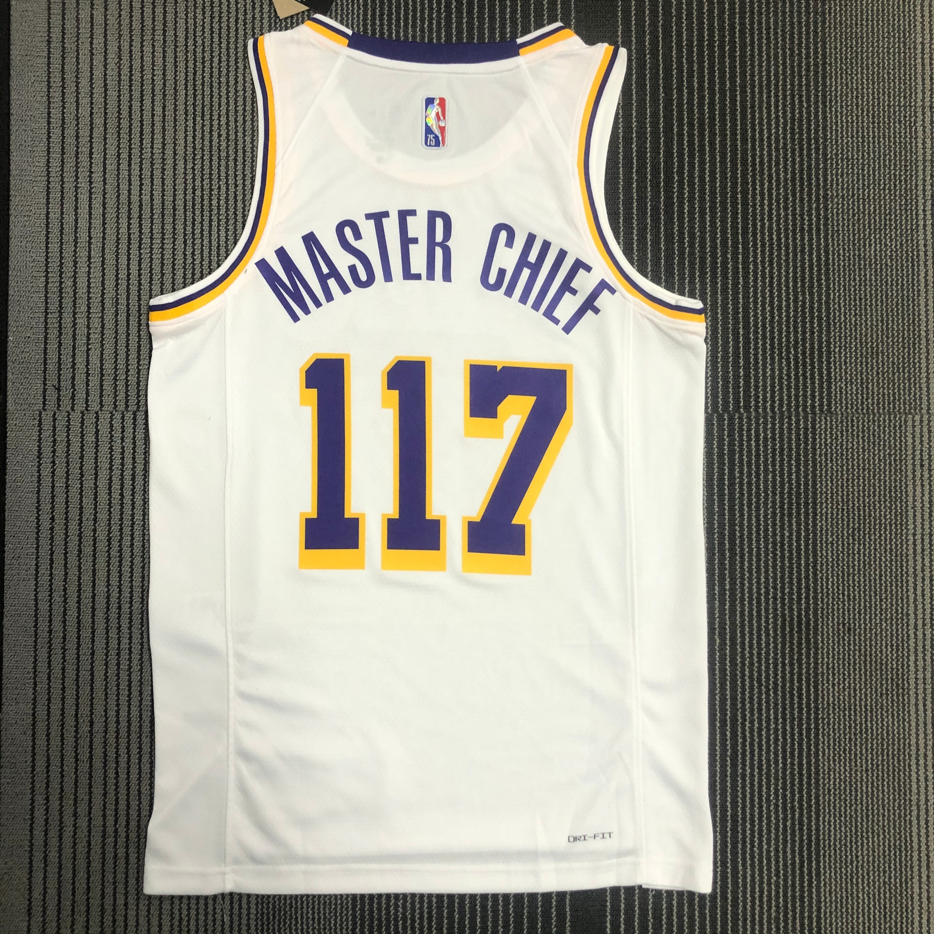 NBA 75th Anniversary X-BOX Los Angeles Lakers White Round Neck #117 Jersey High Quality Name and Number Print - leoleo123123