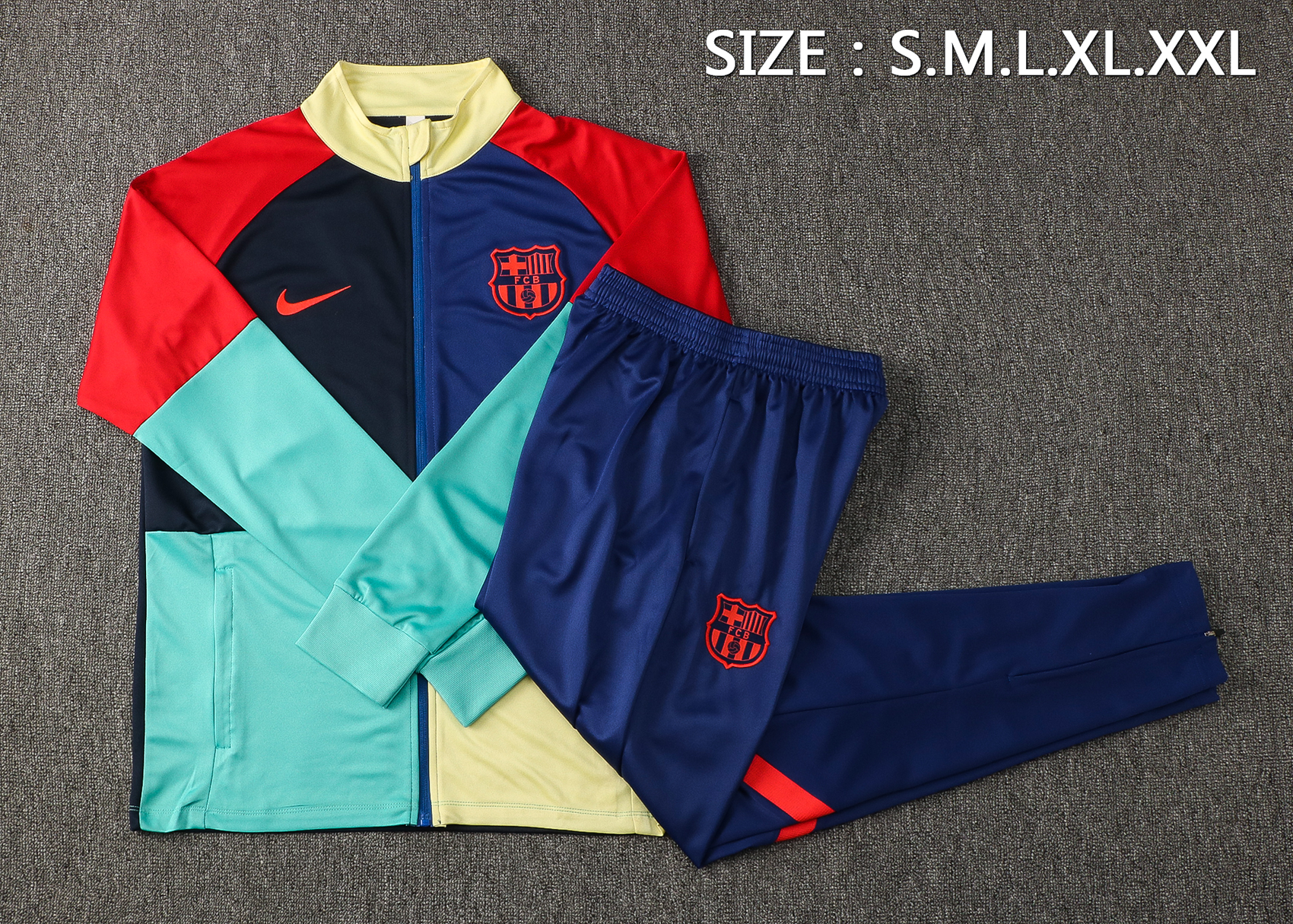 21/22 Barcelona Blue, Black, Green and Yellow Jacket Tracksuit Thai Quality - leoleo123123