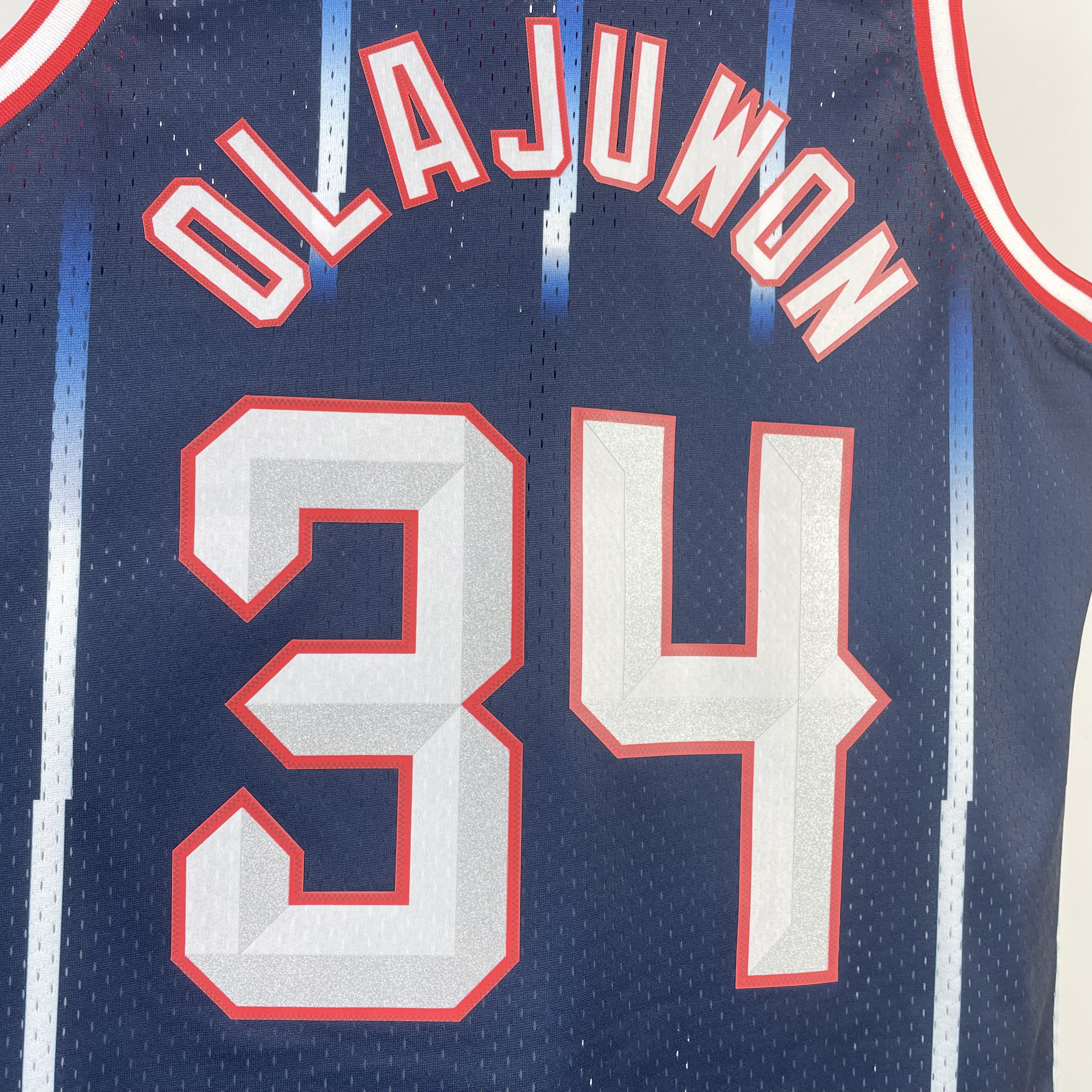 NBA Men 96-97 Houston Rockets Navy Blue #34 OLAJUWON Classics Swingman Jersey - leoleo123123