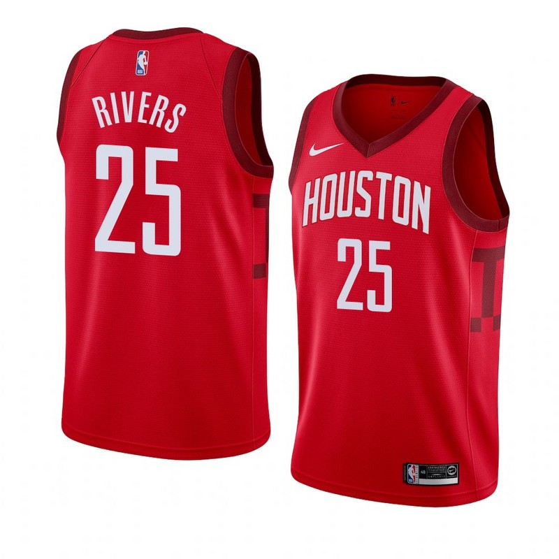 NBA Men Houston Rockets Rewarding Red #25 RIVERS Jersey High Quality Name and Number Print - leoleo123123