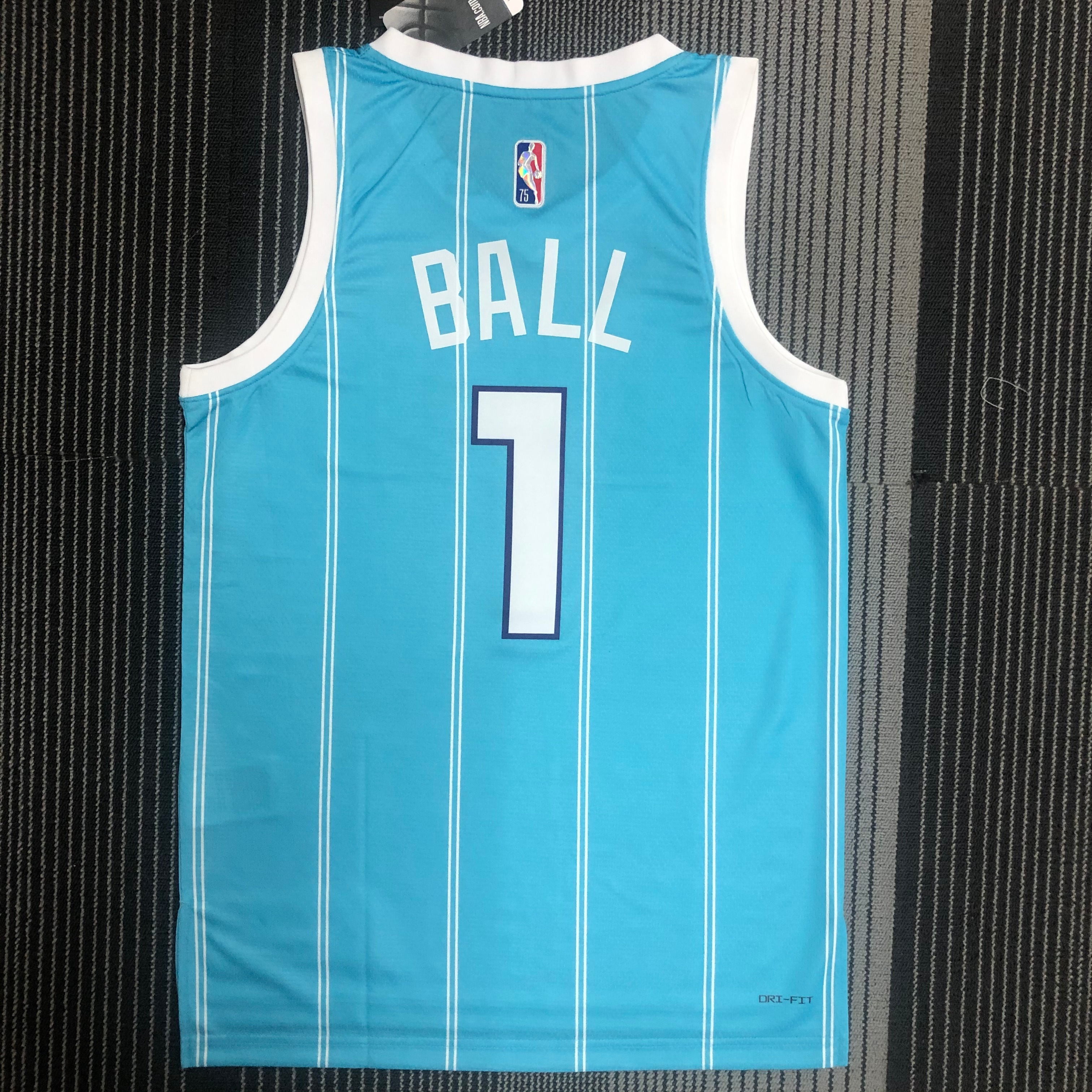 NBA Men 75th Anniversary New Season Charlotte Hornets Blue #1 BALL Jersey High Quality Name and Number Print - leoleo123123